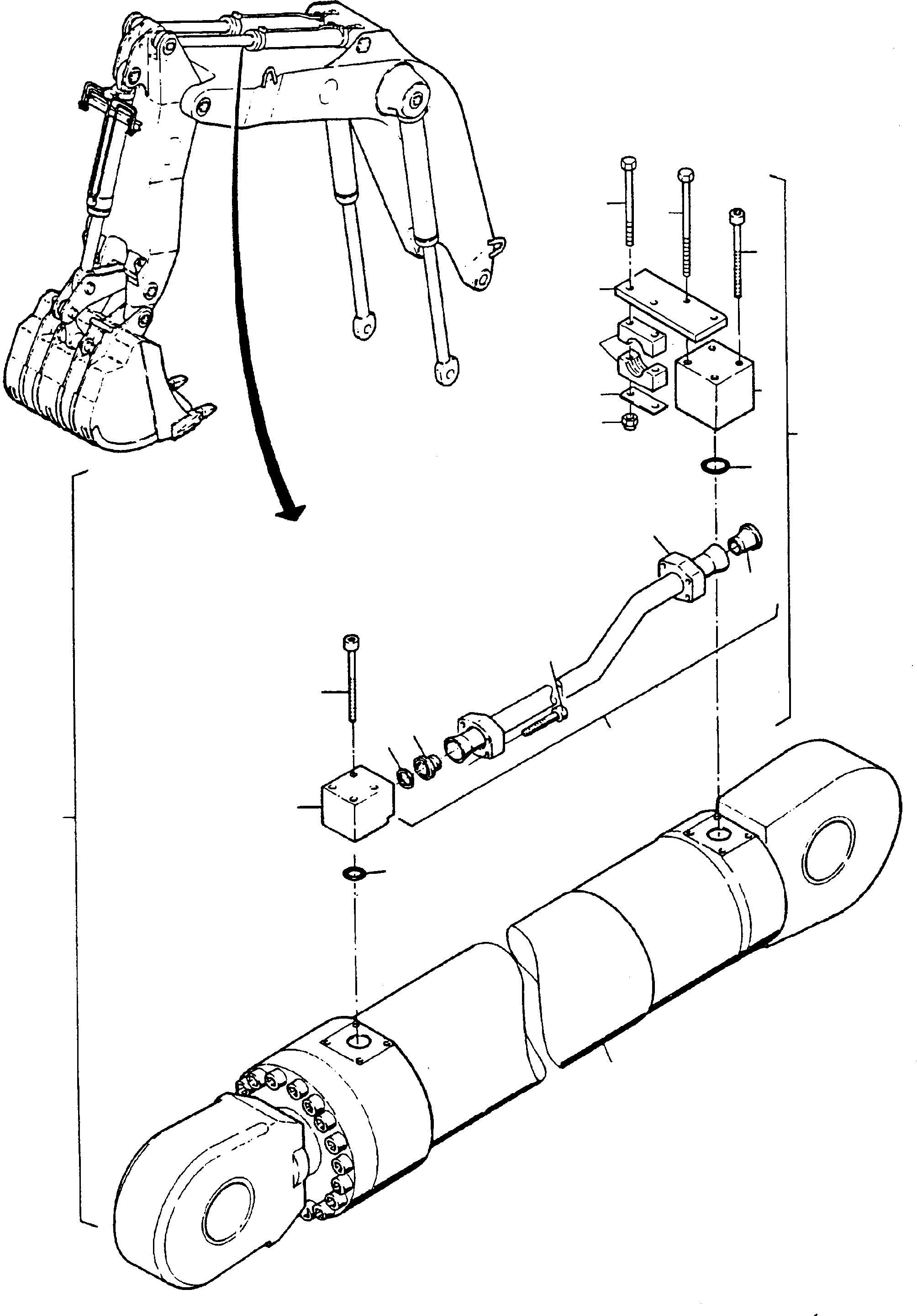 Stick cylinder consist. of fig-nos: 02+03 566 854 40 KOMATSU