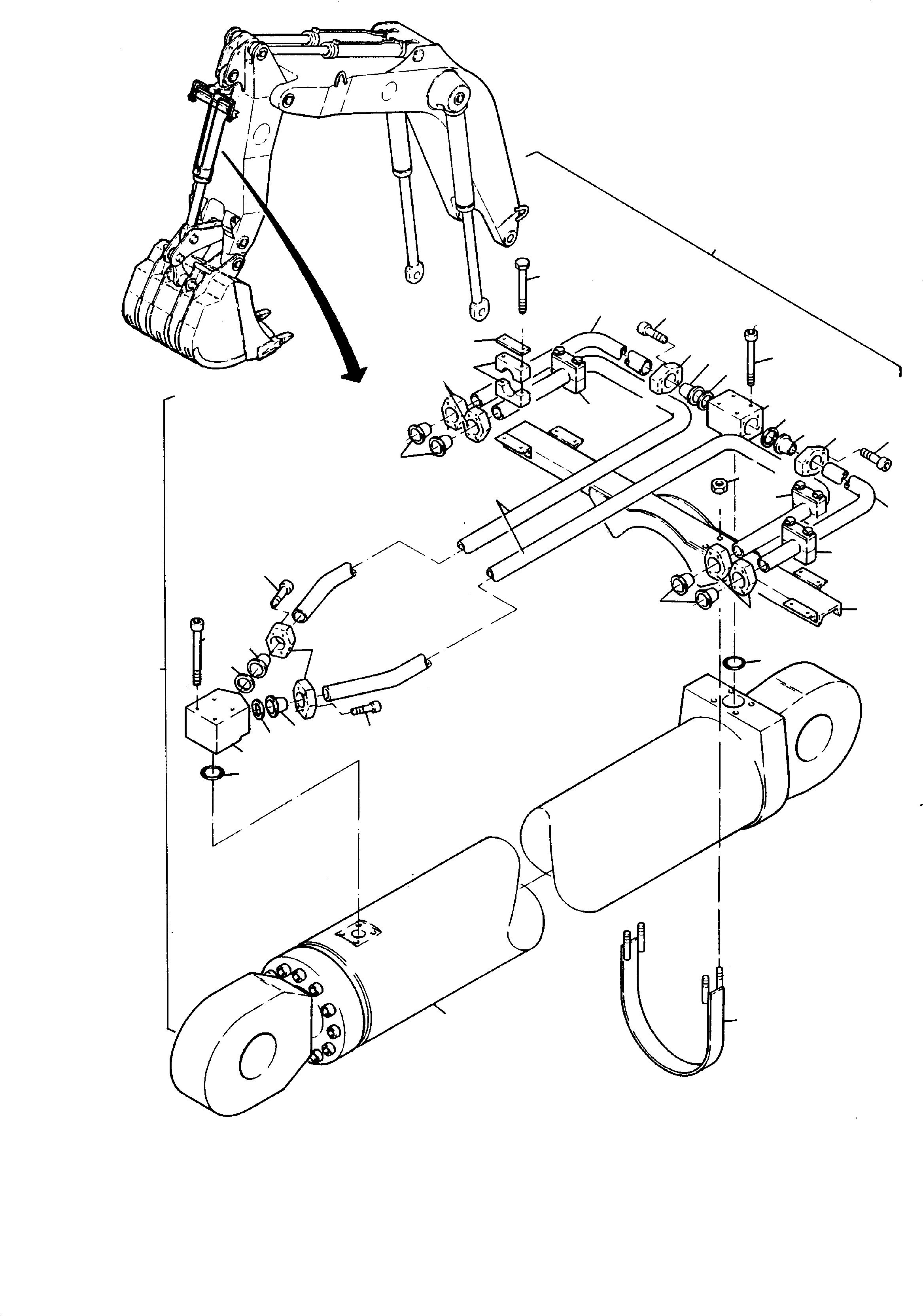Bucket cylinder assy. (Cold weather design) consist. of fig-nos: 02 + 03 659 024 40 KOMATSU