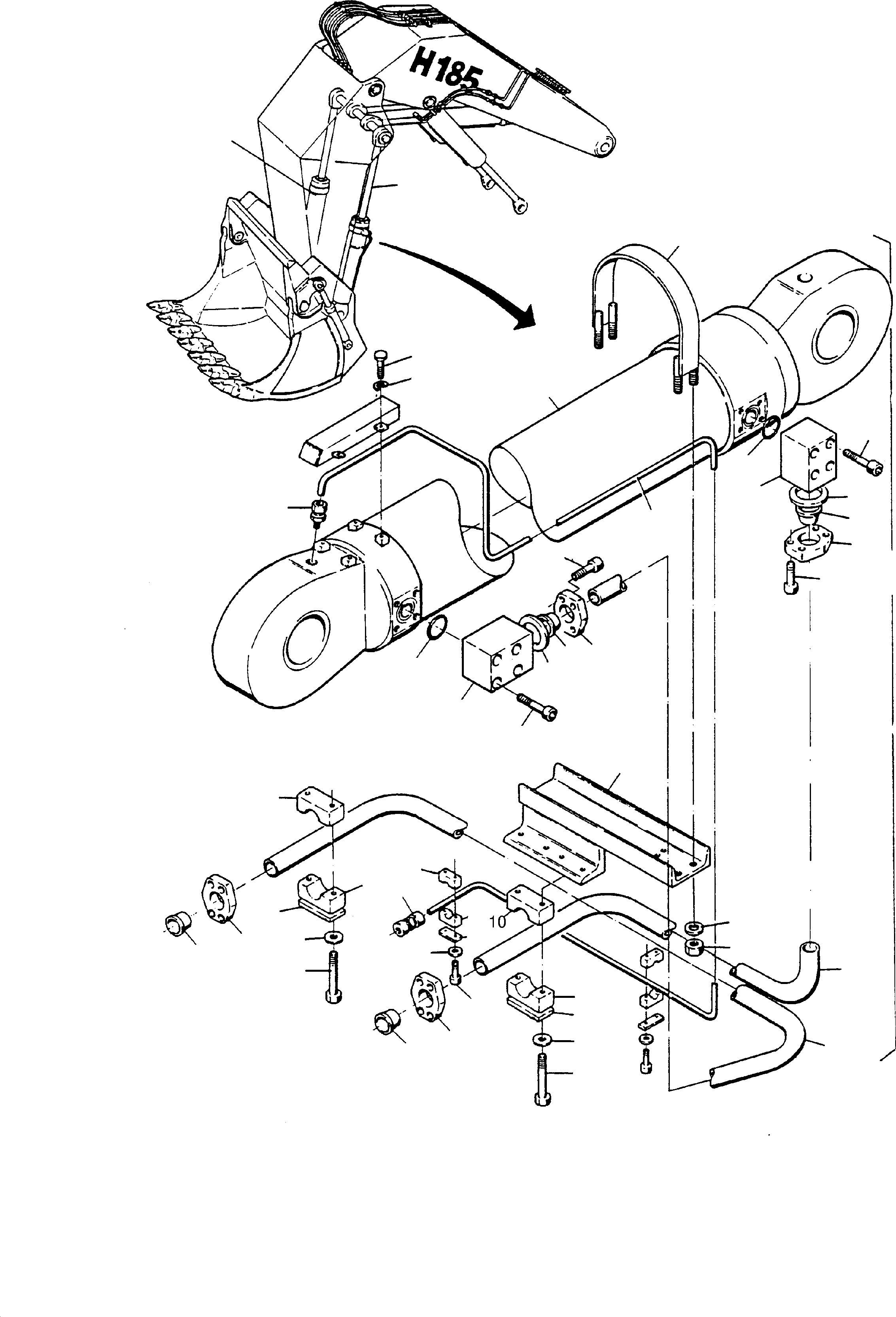 Bucket cylinder l.h. consist. of fig-nos: 03,04,06-24,27,28 (Cold weather desgn) 660 788 40 KOMATSU