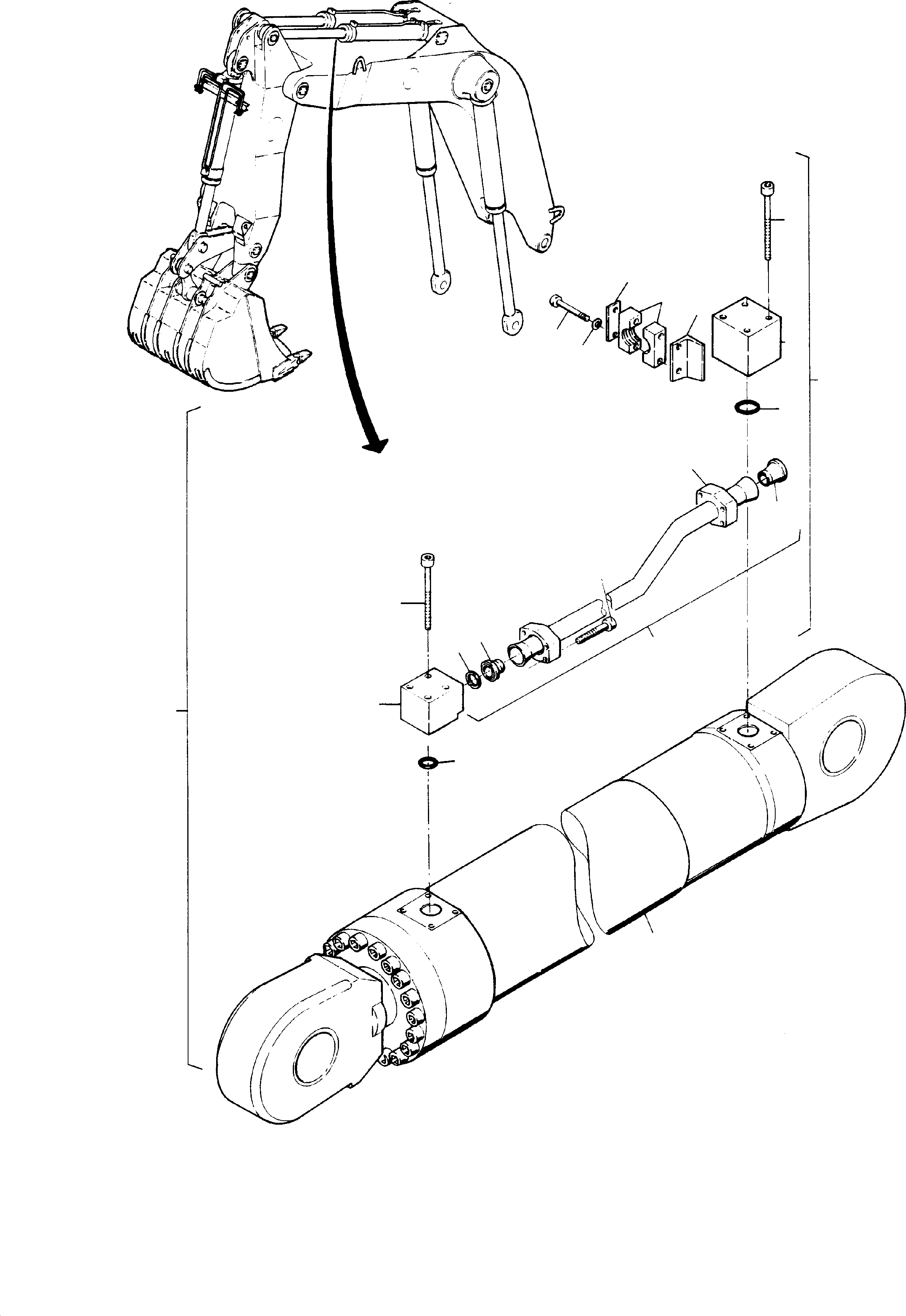 Stick cylinder consist. of fig-nos: 02+03 494 194 40 KOMATSU