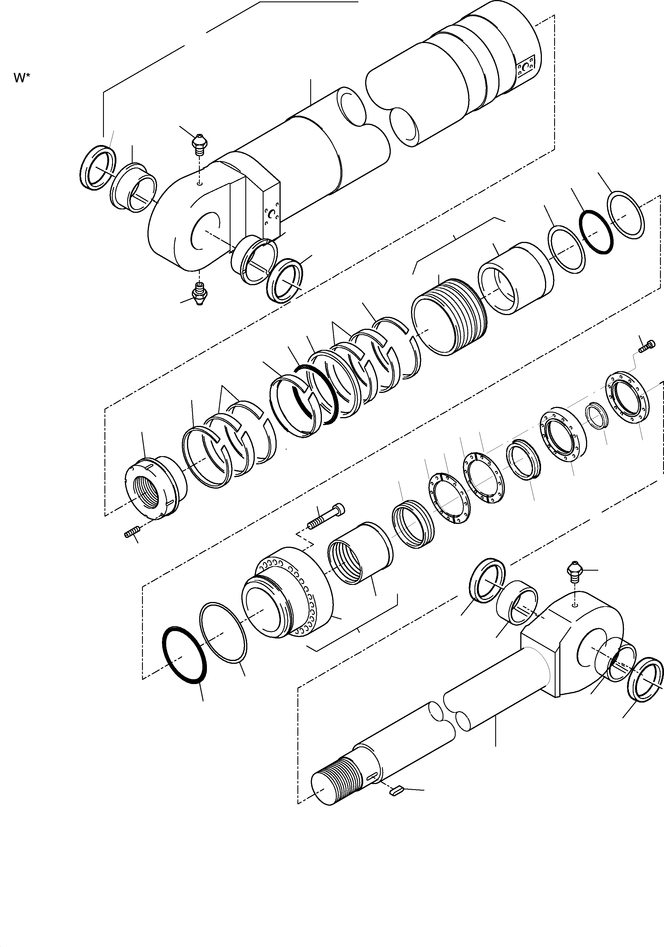 Cylinder barrel assy. incl. fig-nos. 03-06 767 366 73 KOMATSU