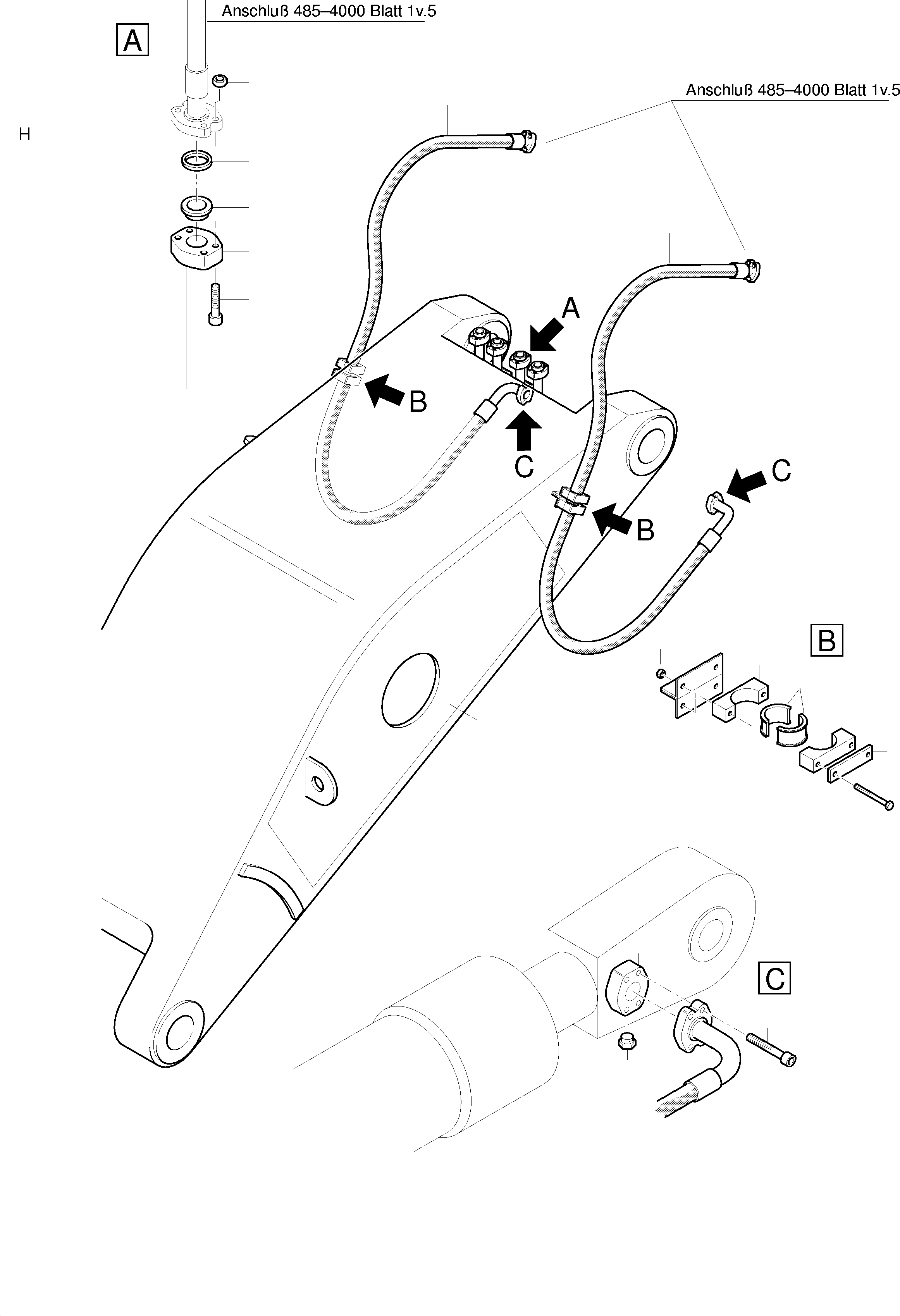Bullclam bucket stick with bushings 767 394 73 KOMATSU