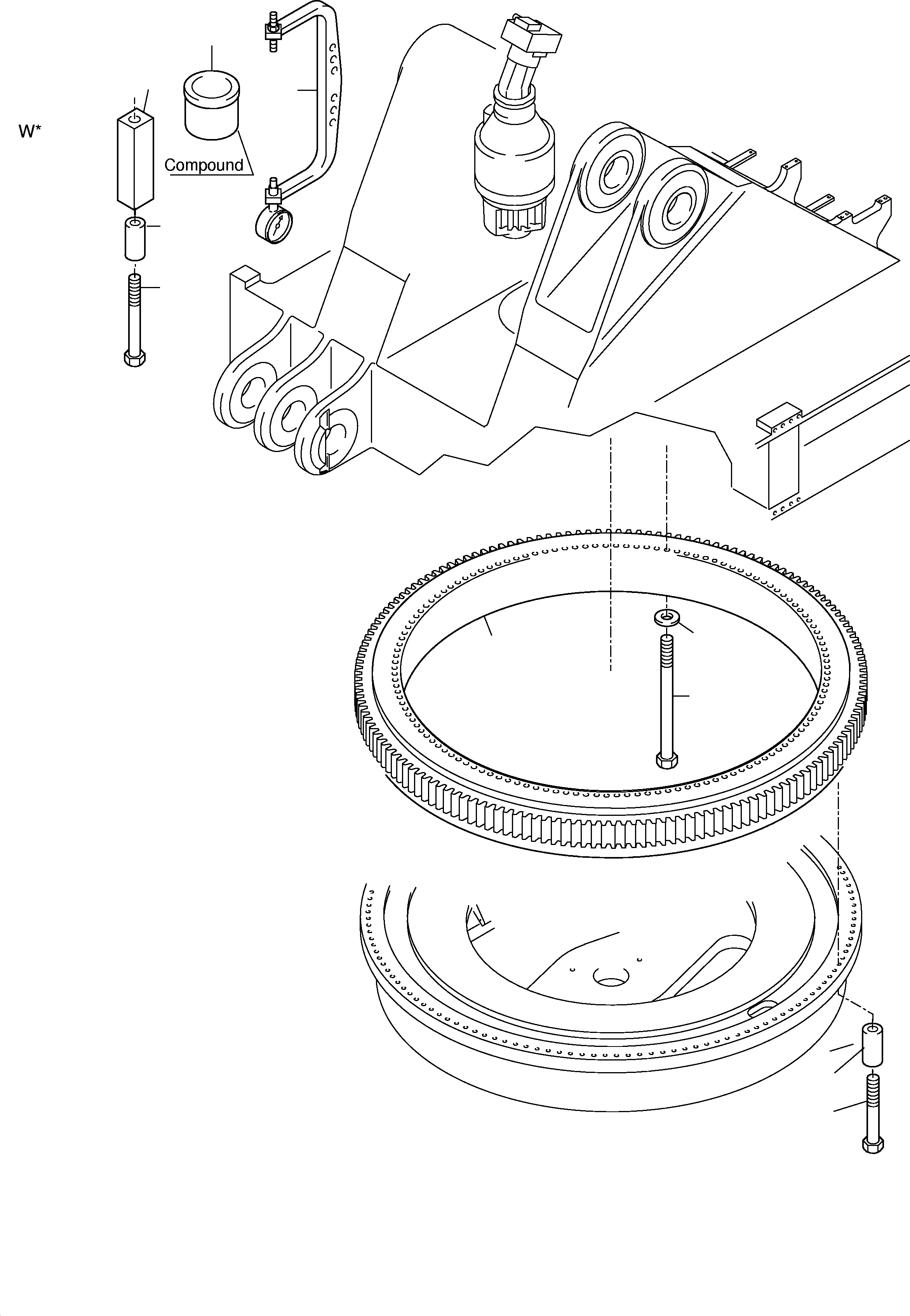 Slew ring - mounting kit fig-nos. 02-08 768 369 73 KOMATSU