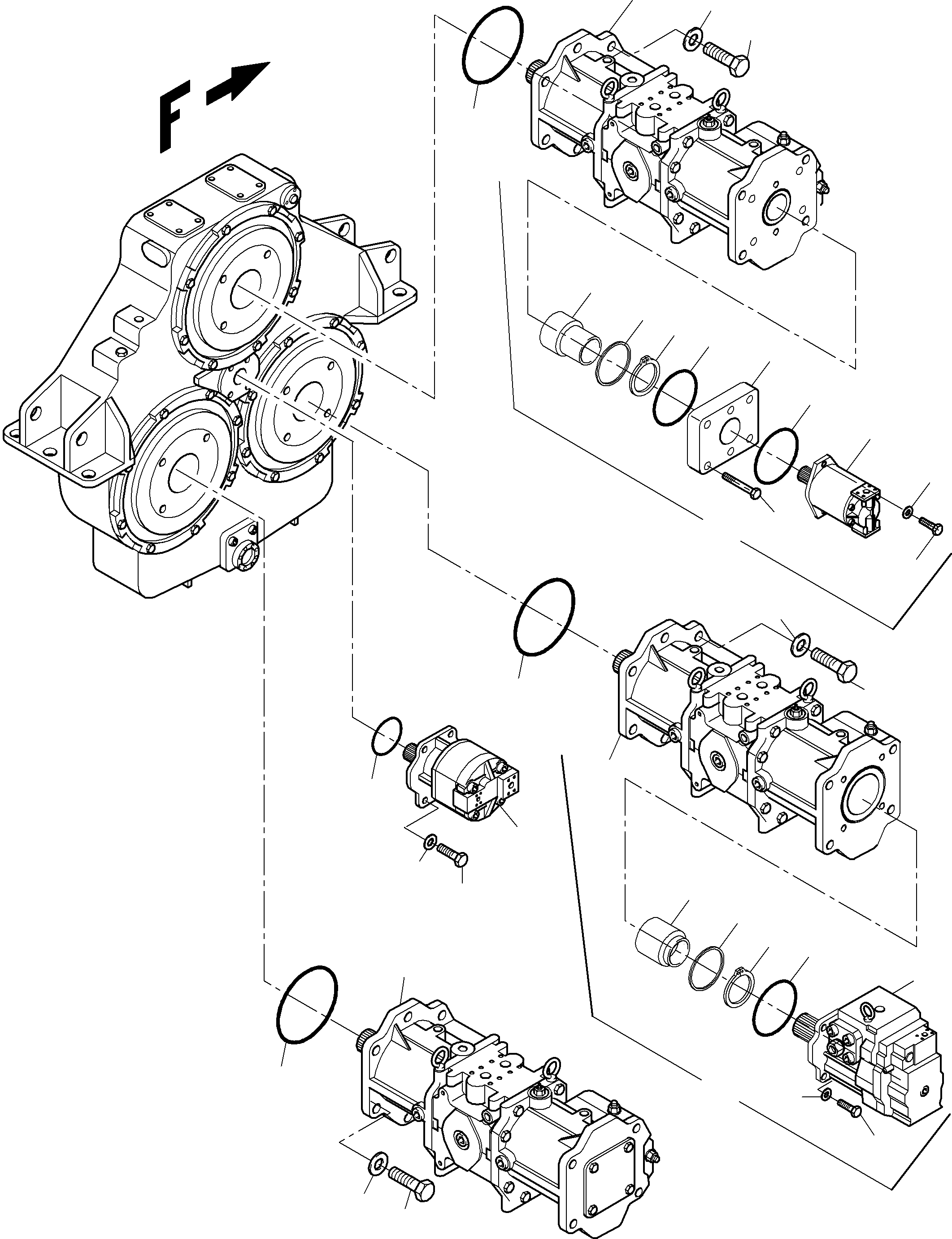 Main pump assy. fig-nos. 01,12,13,20,21,24-29 793 976 73 KOMATSU
