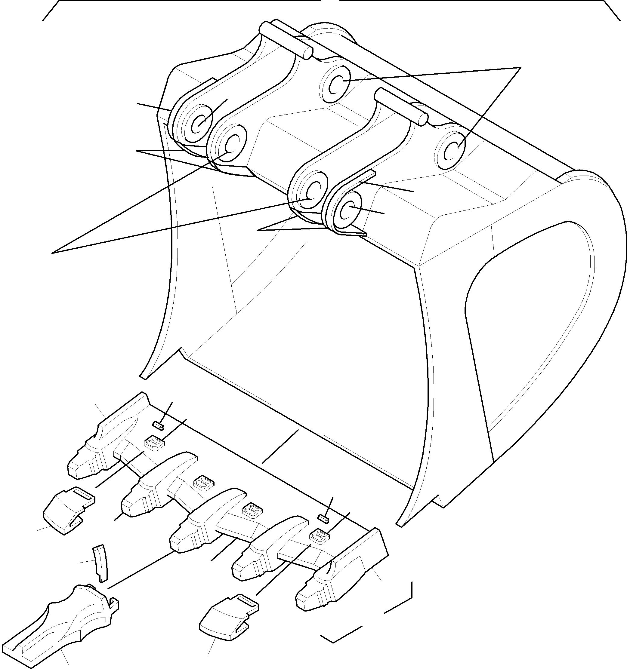 Lip with tooth adapters 945 588 40 KOMATSU