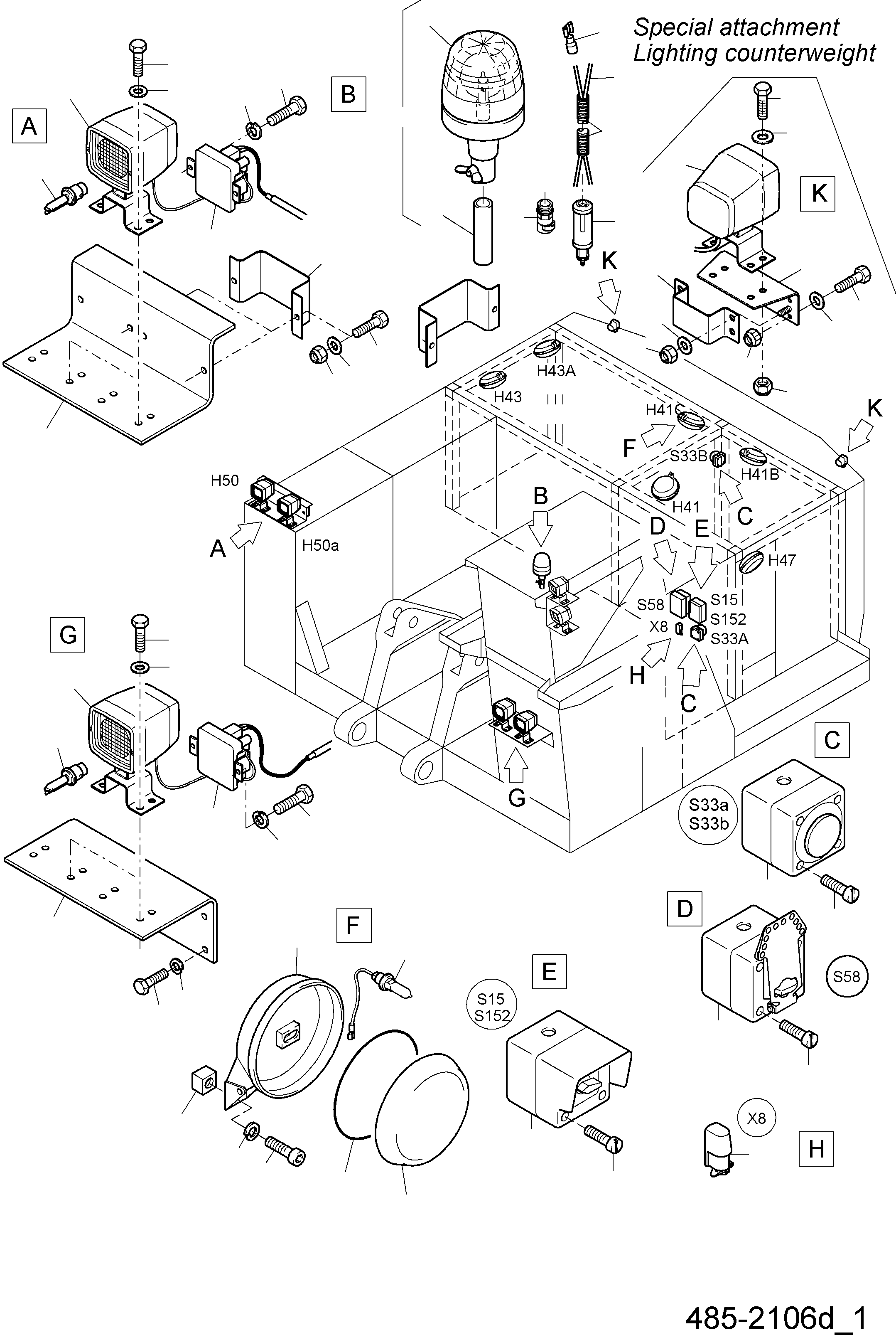 Harness roof frame - engine housing 939 088 40 KOMATSU