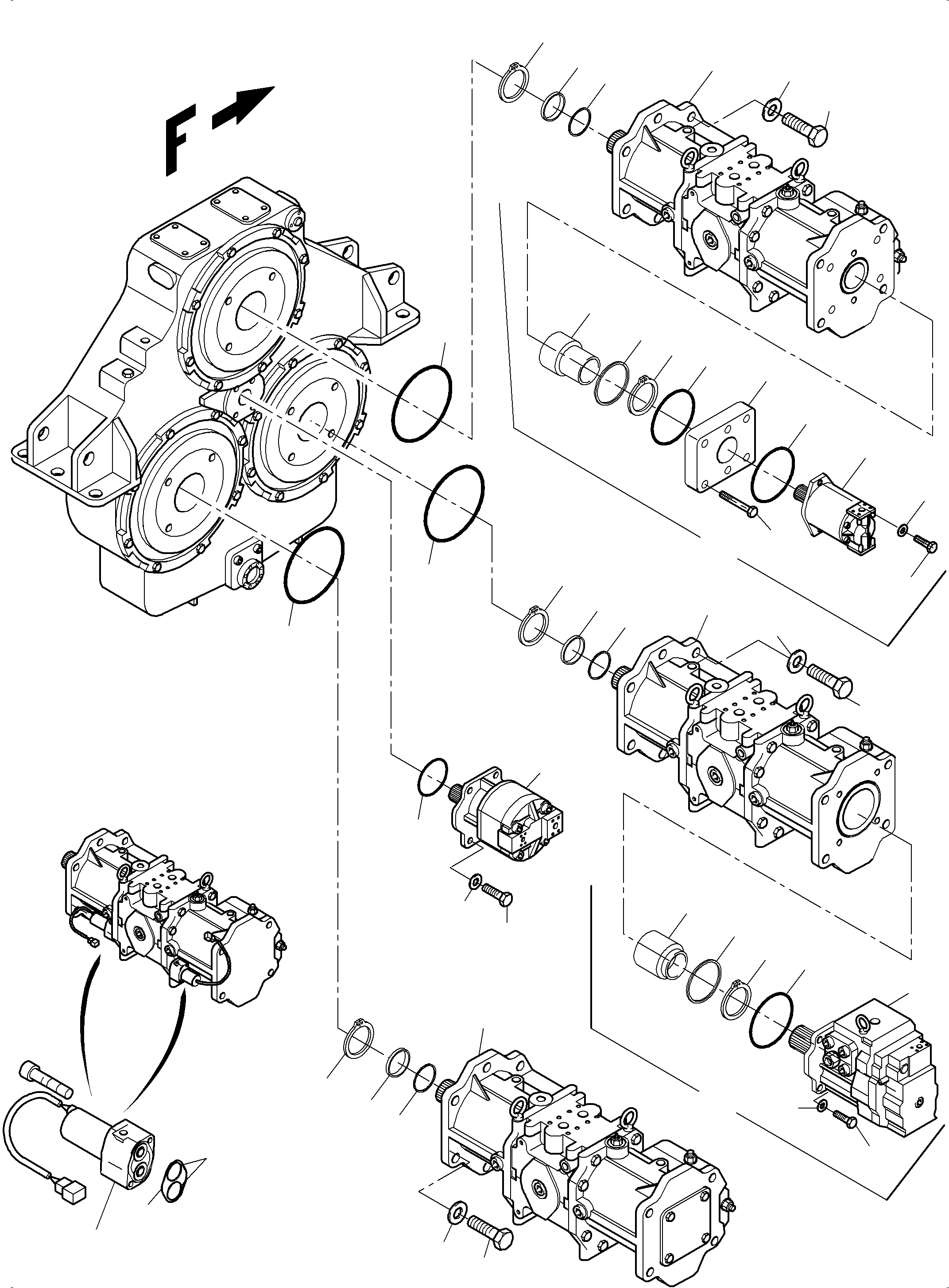 Main pump assy. fig-nos. 01,10-16 7082K00022 KOMATSU