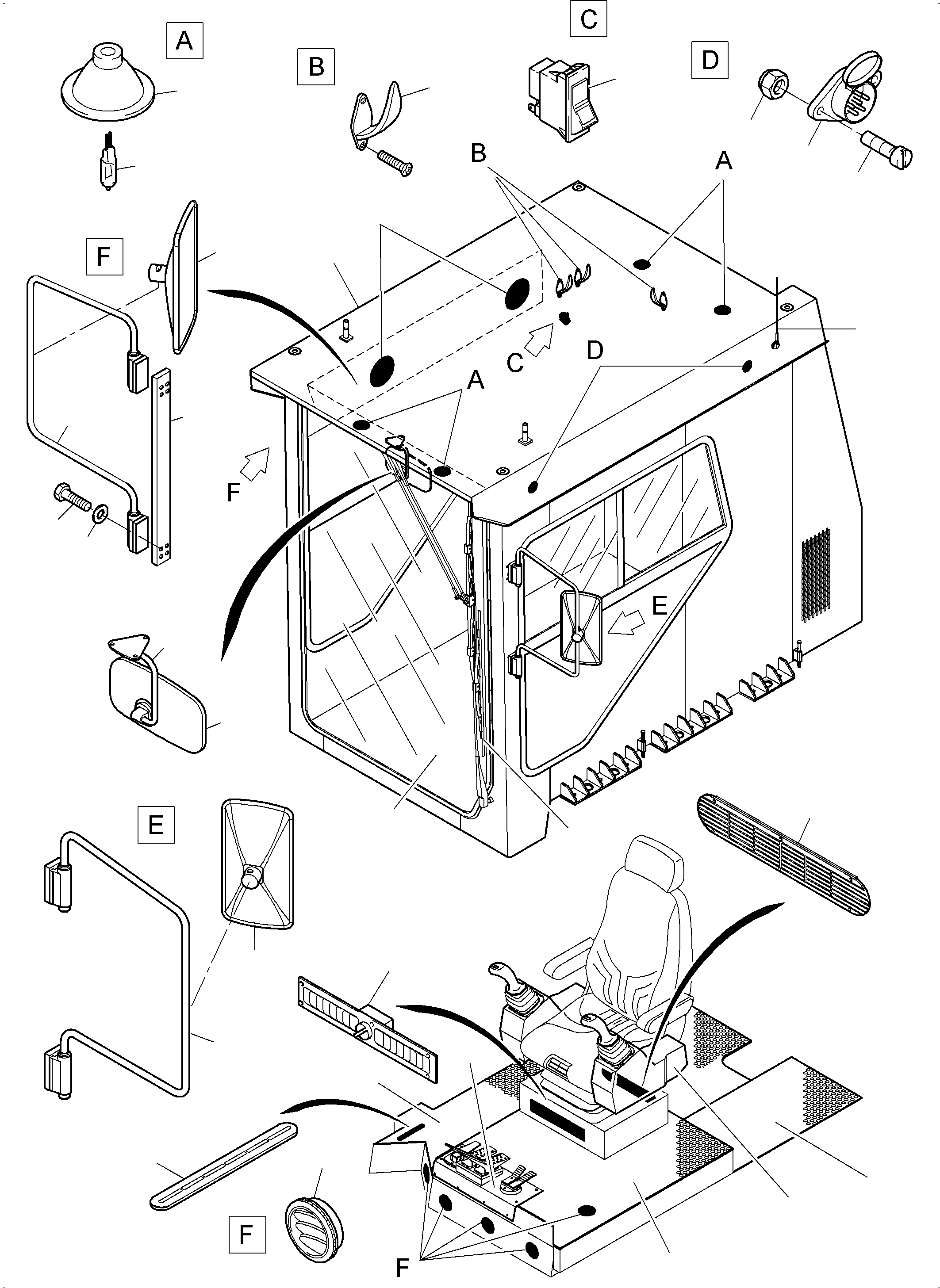 Mirror, left 932 697 40 KOMATSU