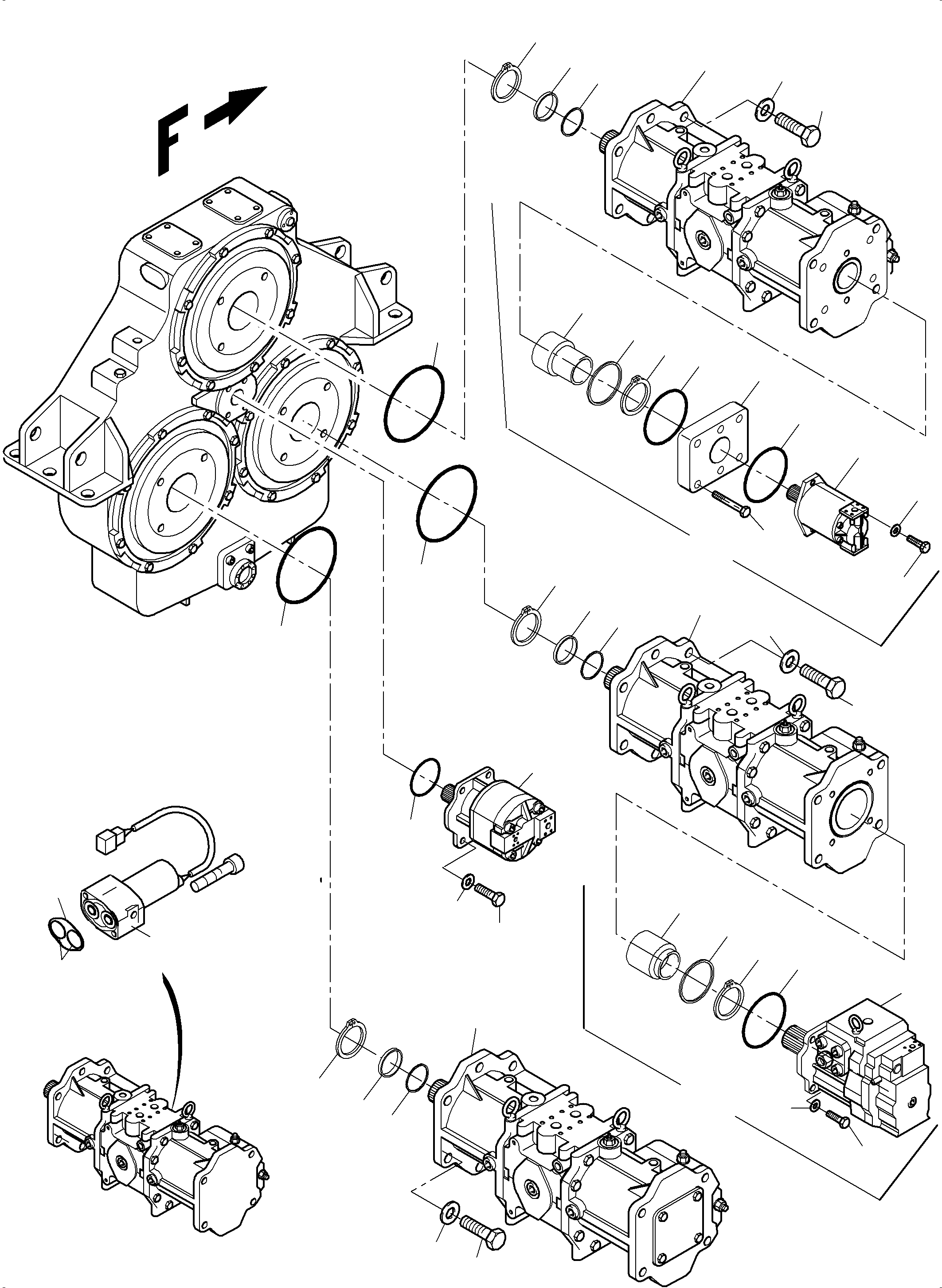 Main pump assy. fig-nos. 01,10-16 7082K00023 KOMATSU