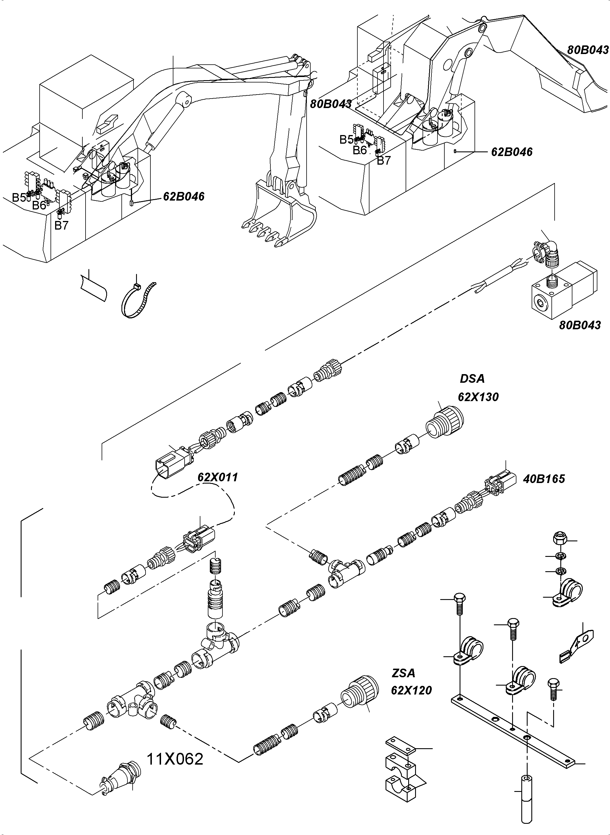 Harness boom/stick backhoe equipment 963 842 40 KOMATSU