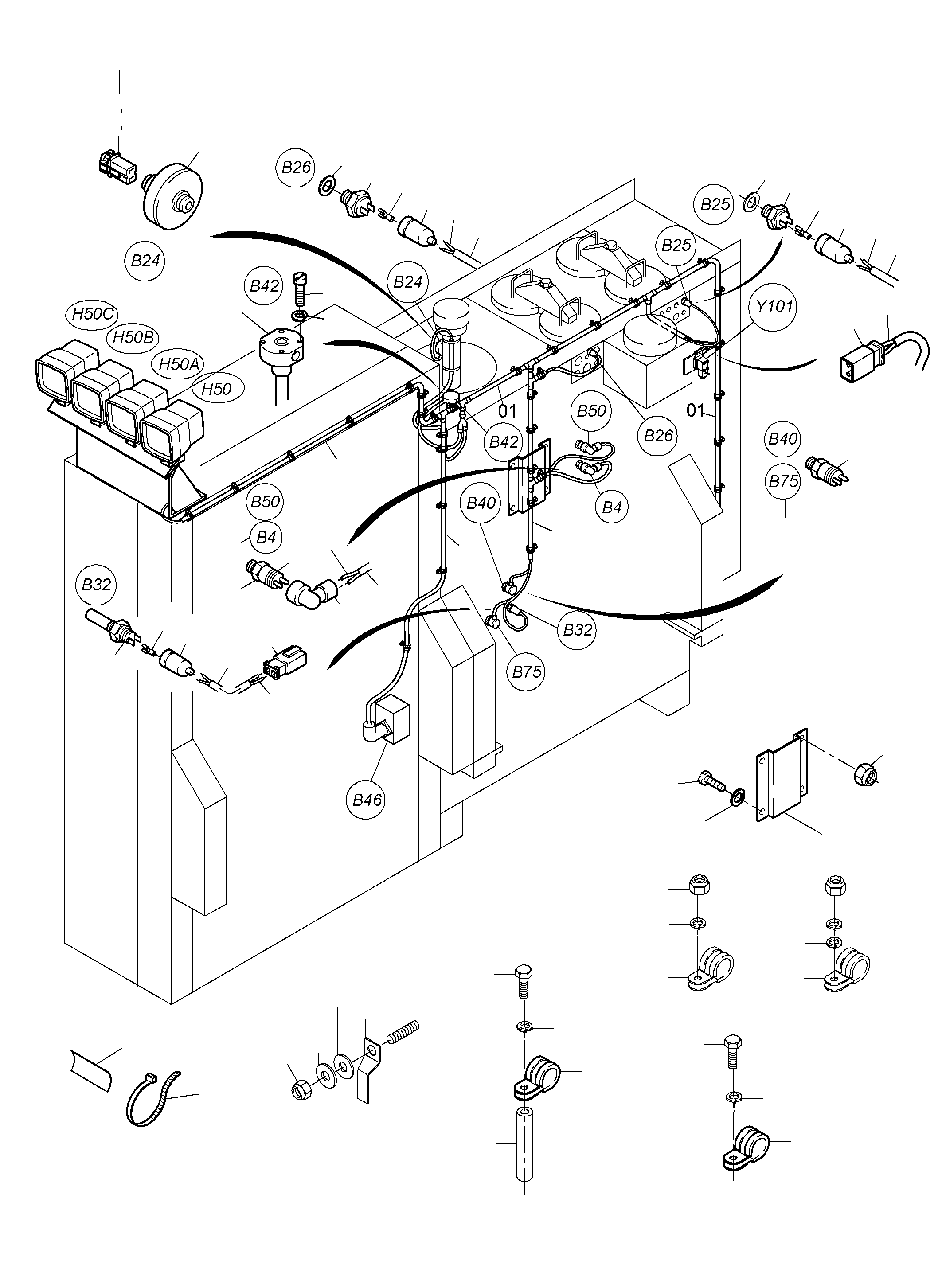 Harness - hydraulic tank 957 960 40 KOMATSU