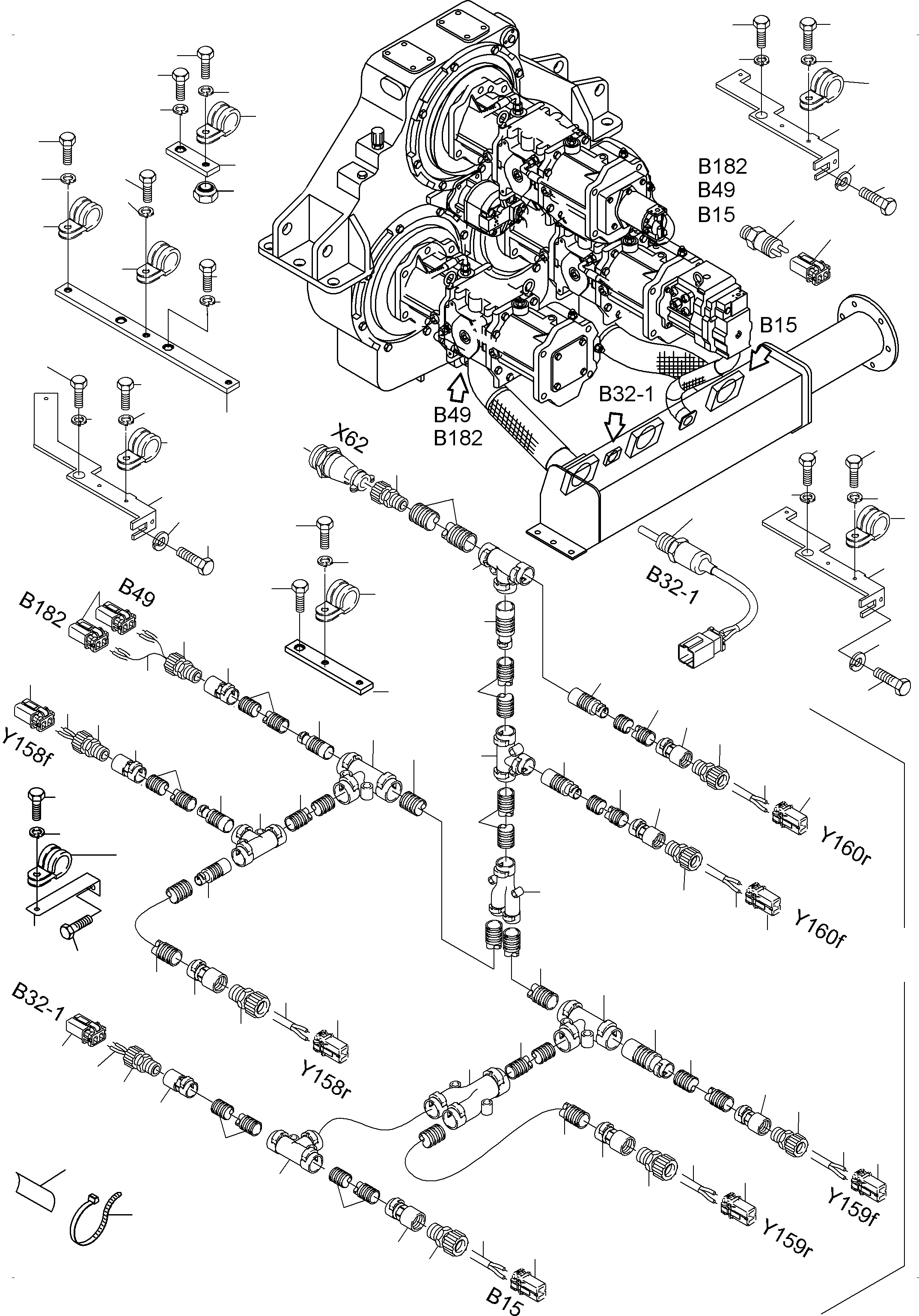 Harness - pump regulation 963 776 40 KOMATSU
