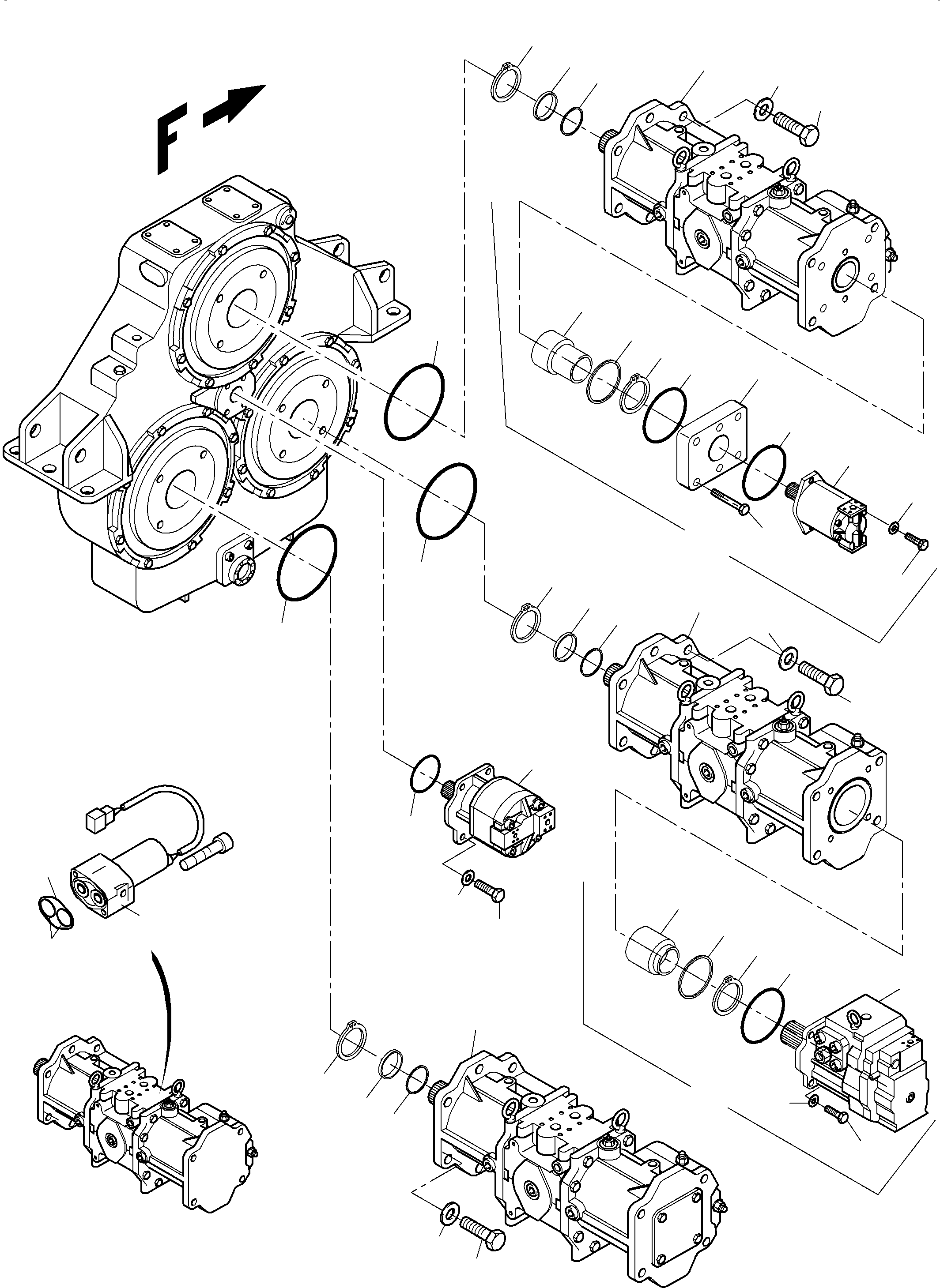 Main pump assy. fig-nos. 01,12,13,20,21,24-29 7082K00034 KOMATSU