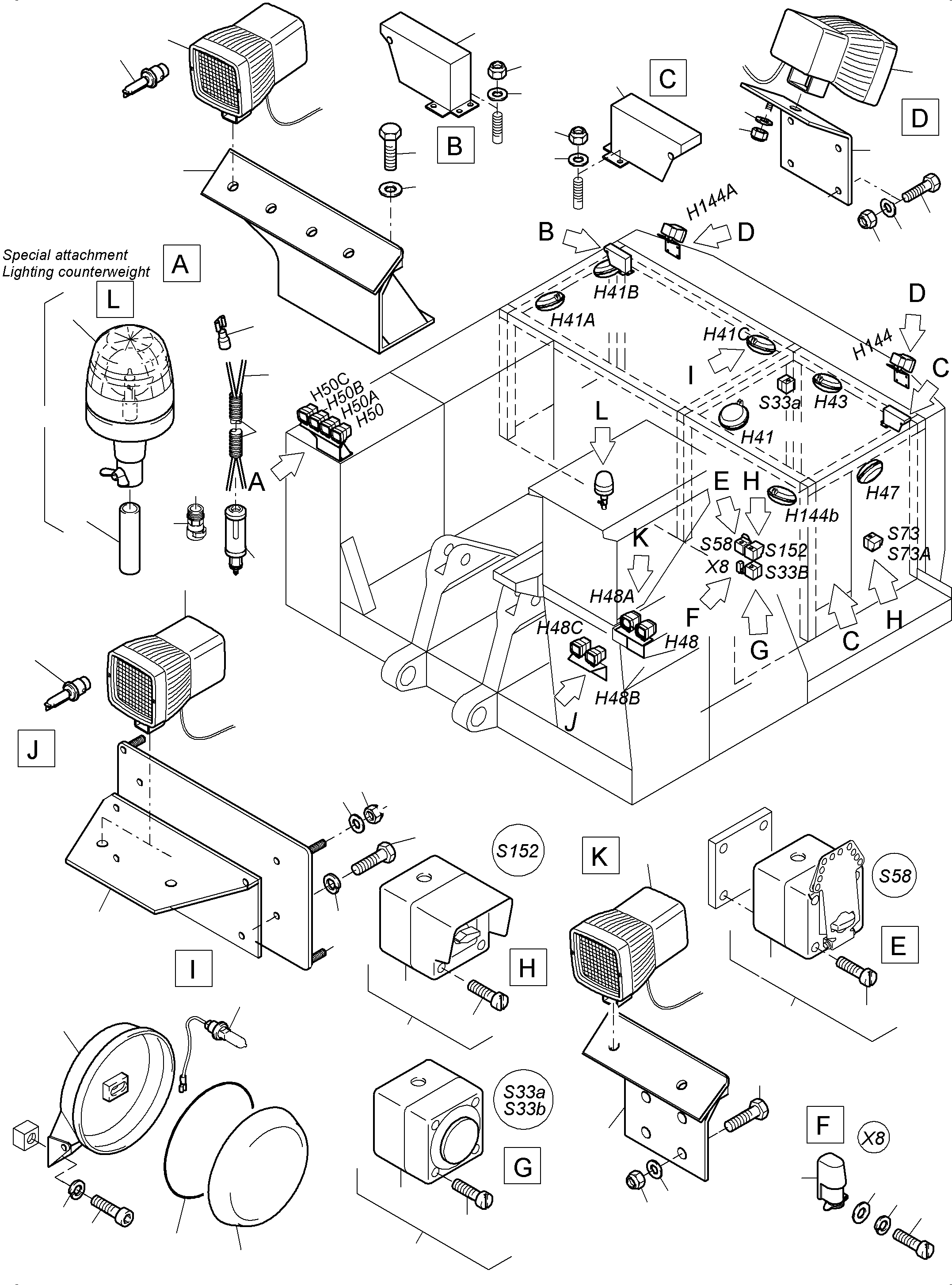 Harness Lighting Cab support 977 506 40 KOMATSU