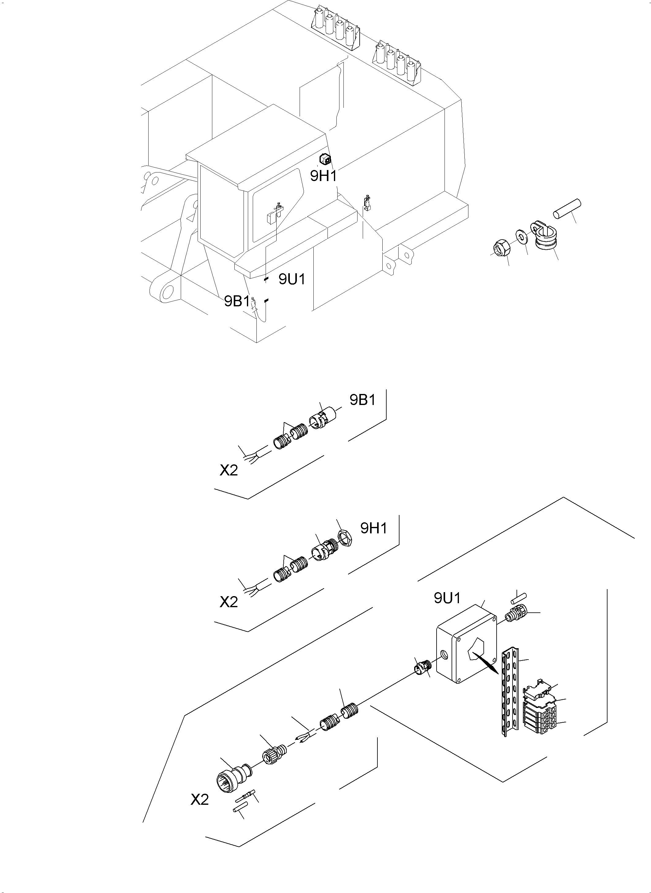 Junction box Detection 9U1 Wire 974 018 40 KOMATSU