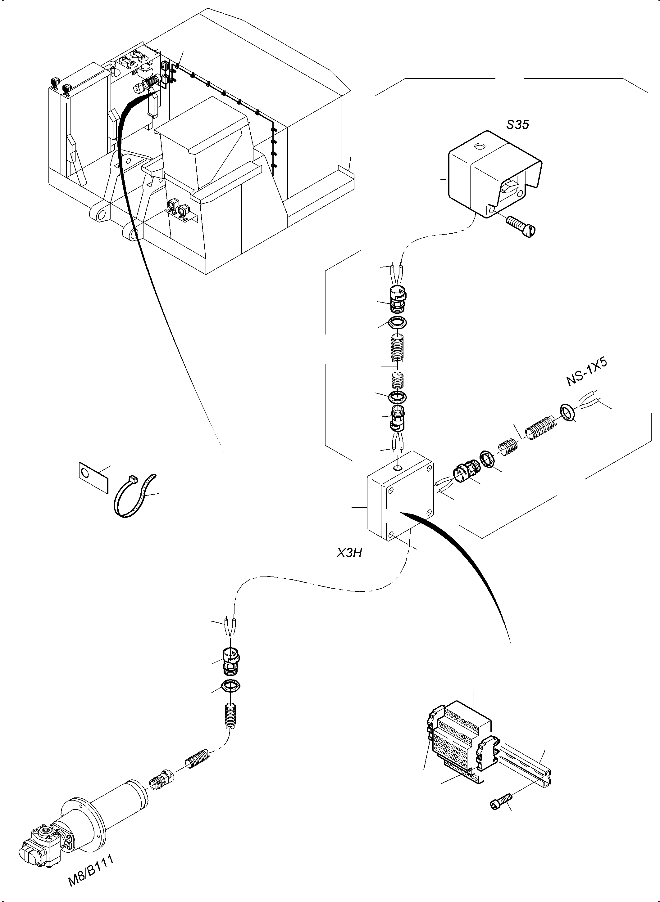 Distribution box consist. of fig nos. 21-28 990 657 40 KOMATSU