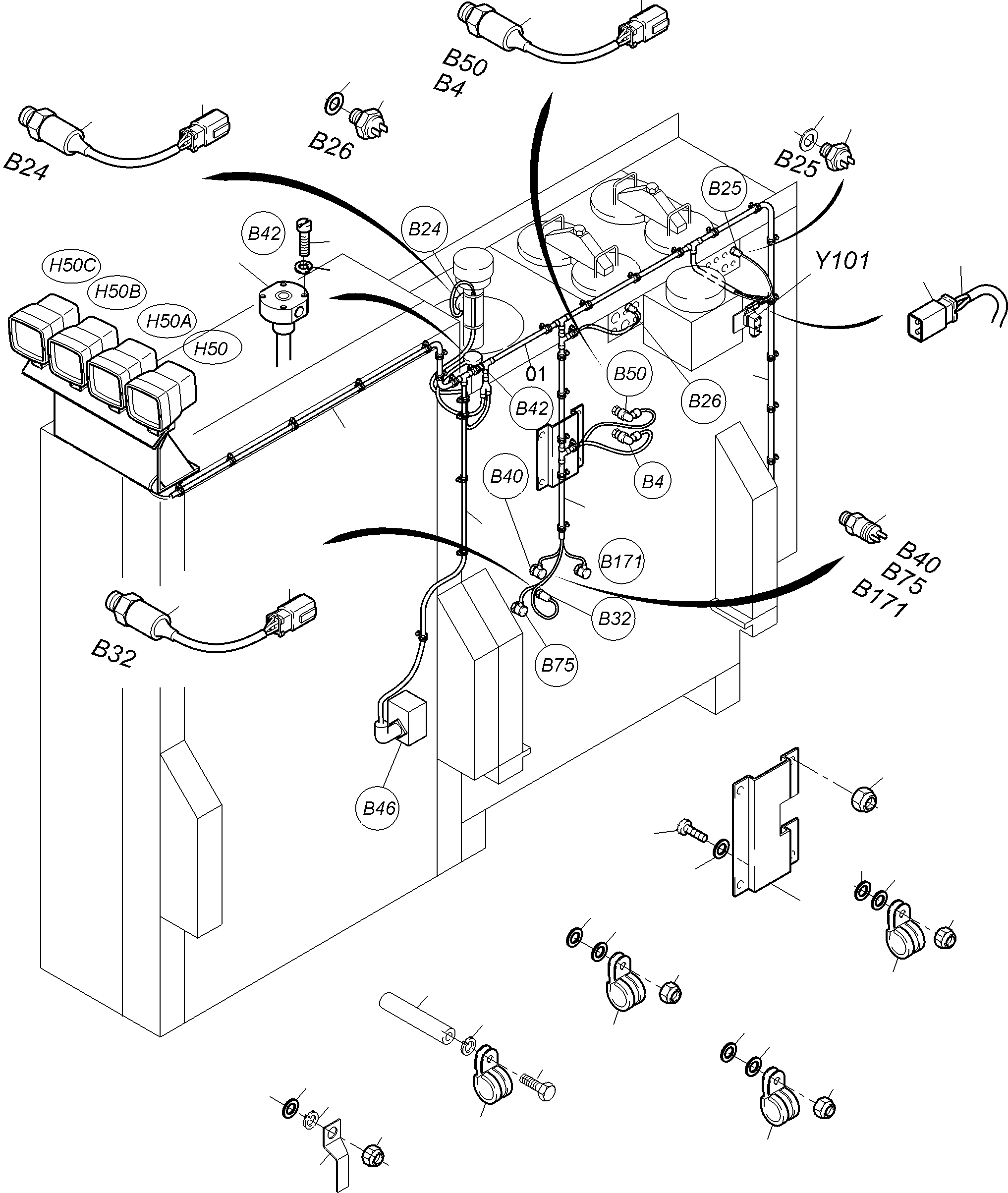 Harness - hydraulic tank 992 289 40 KOMATSU