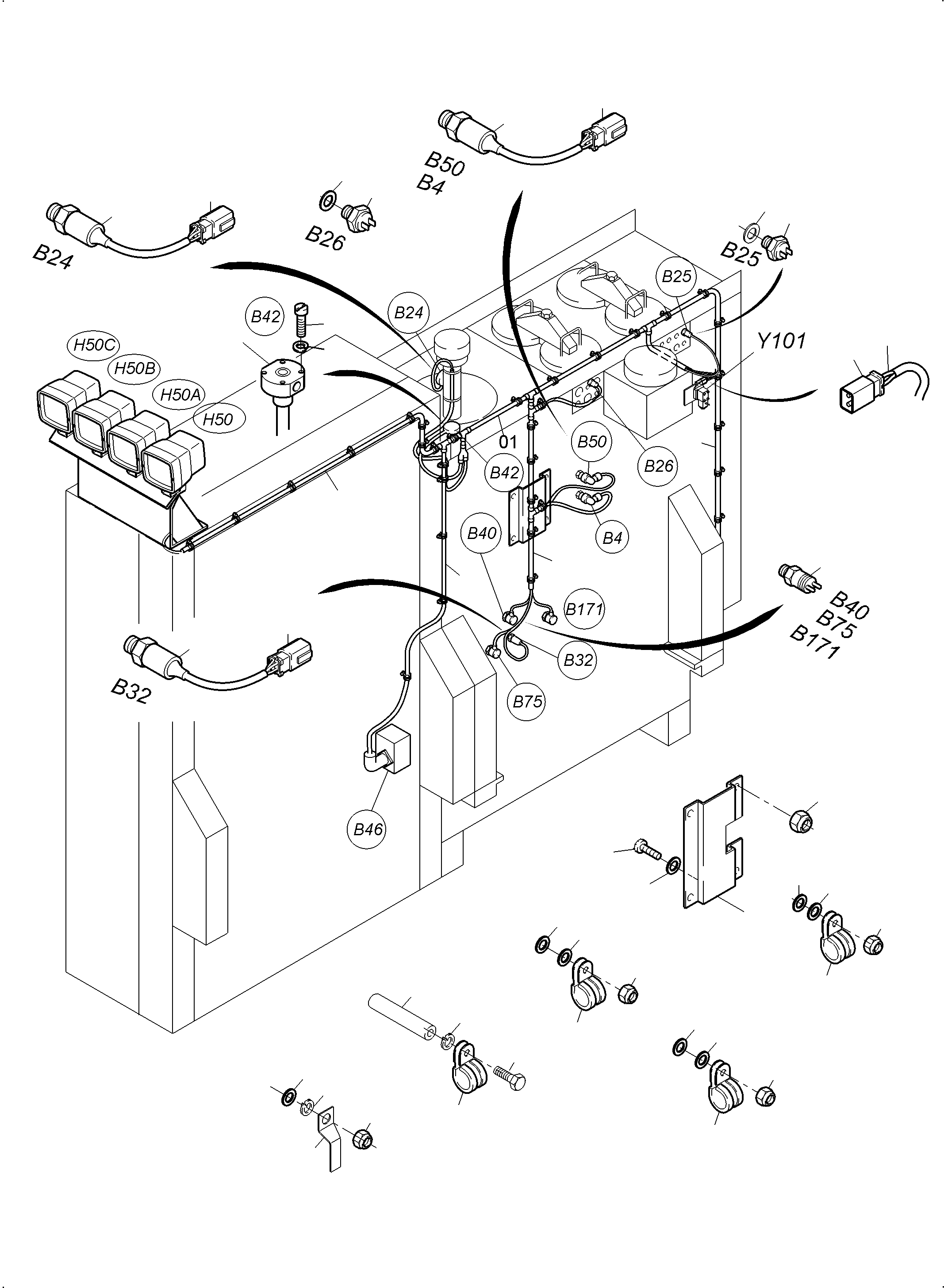Harness - hydraulic tank 102 147 42 KOMATSU