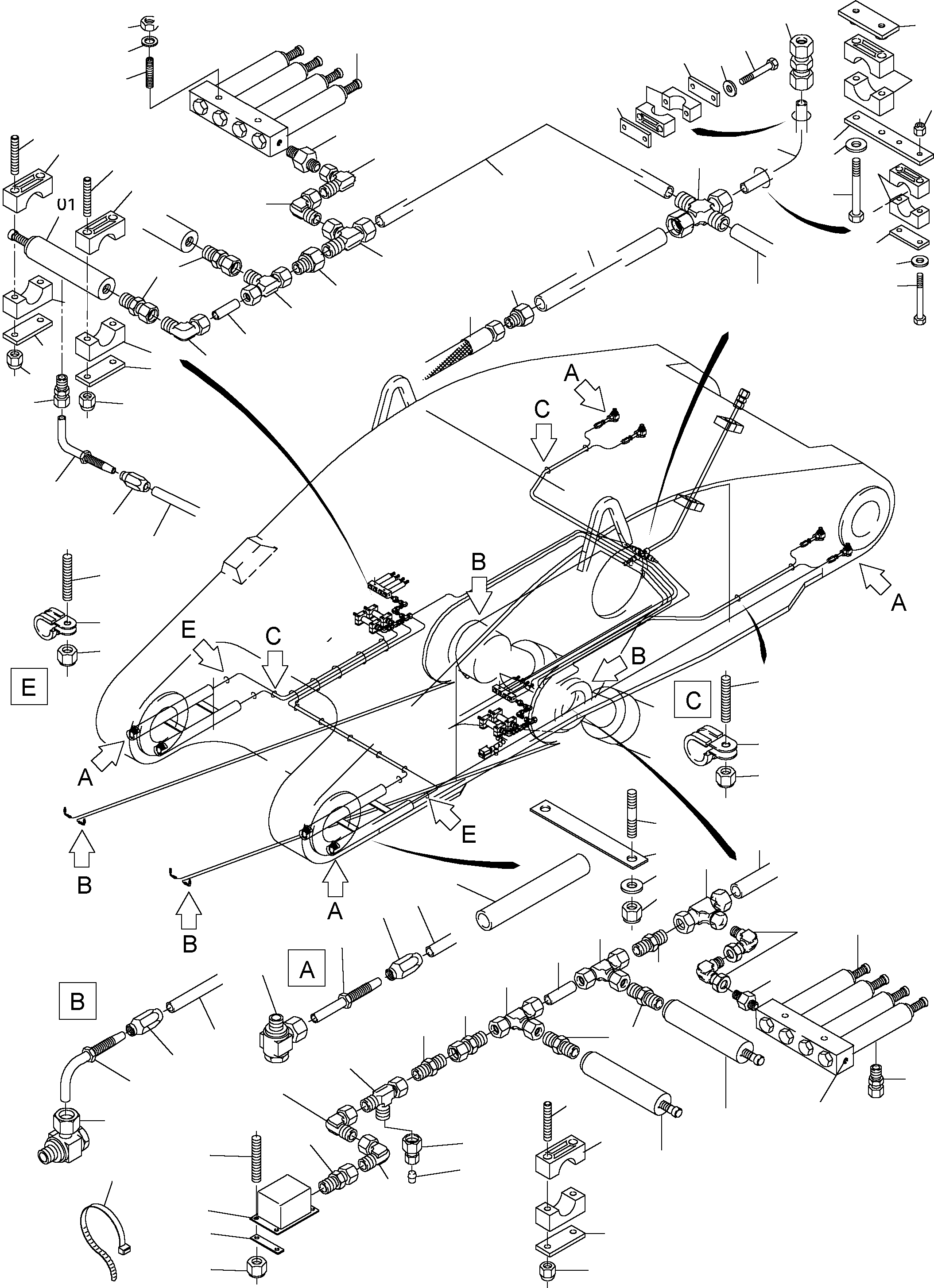 Труба в сборе ø 25 900 680 40 KOMATSU
