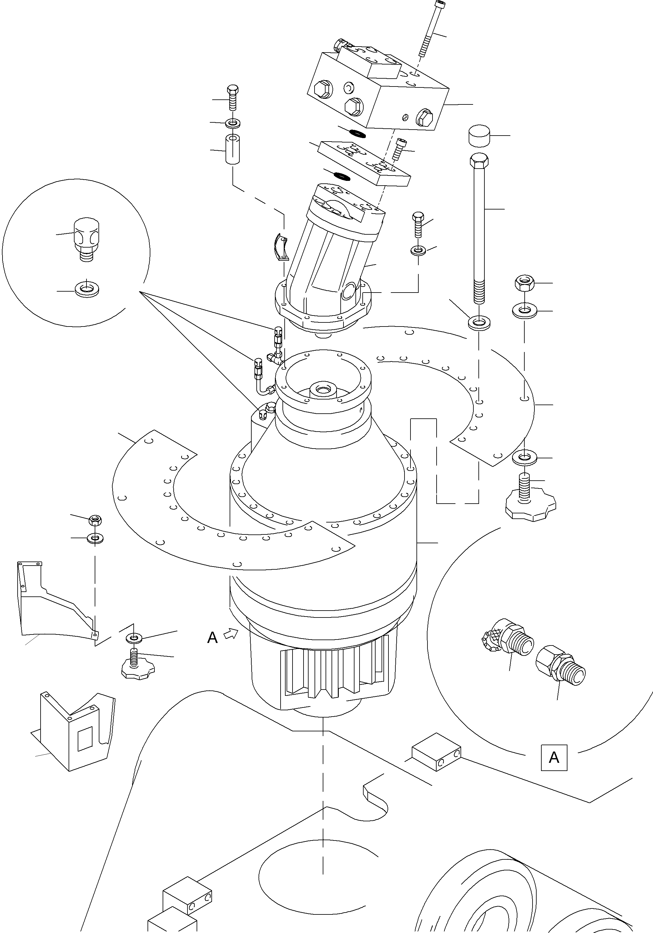 Cover plate rear for Slew gear r.h. 938 533 40 KOMATSU
