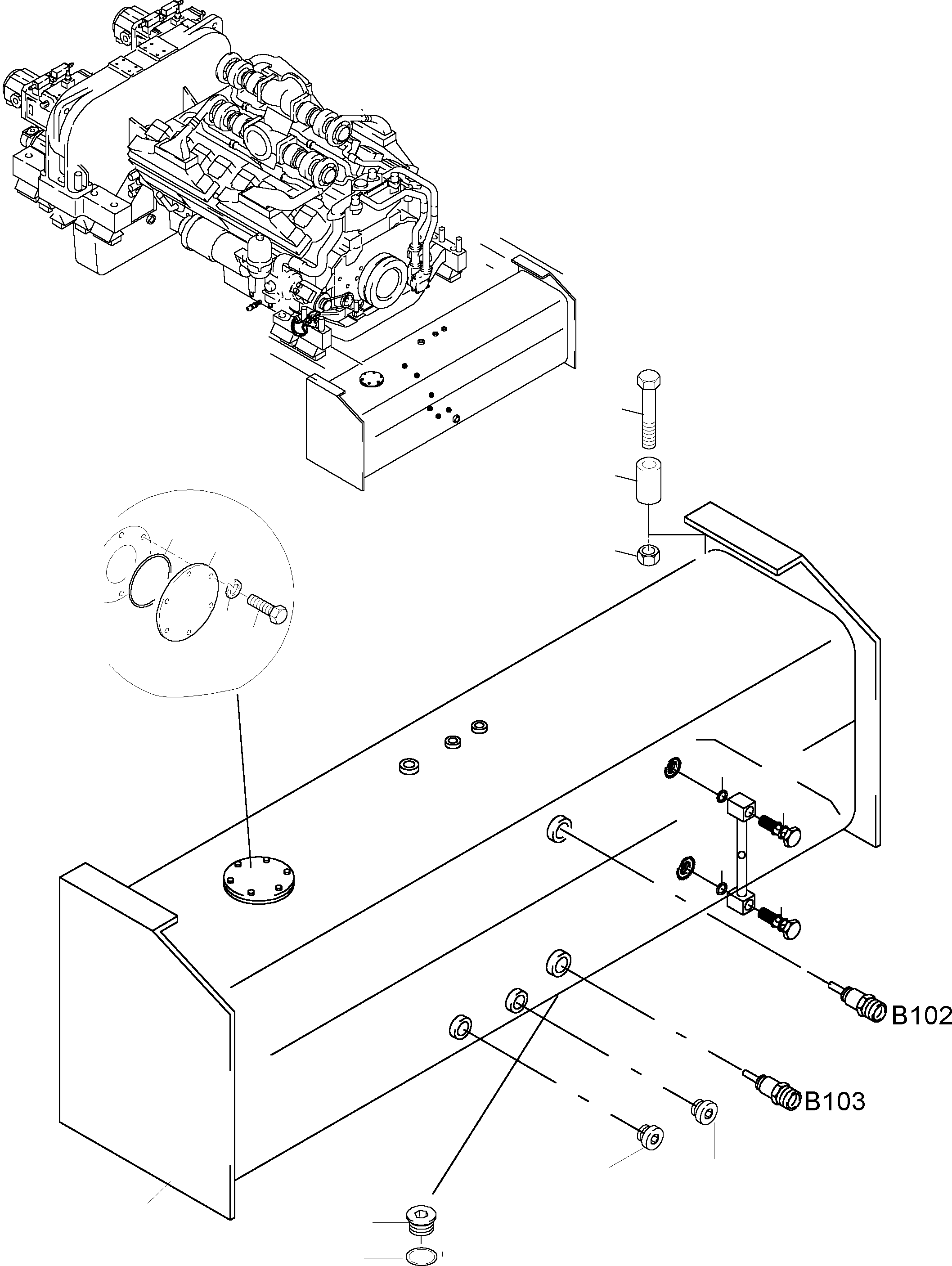 Fluid level indicator with swimming ball inclusive fig.no. 41 a. 42 450 mm lg. 907 565 40 KOMATSU