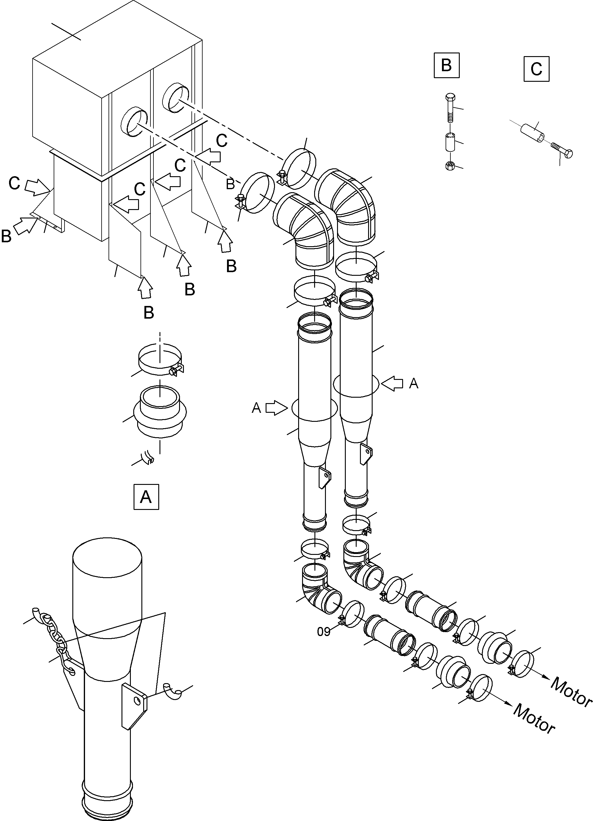 Air intake pipe 935 099 40 KOMATSU