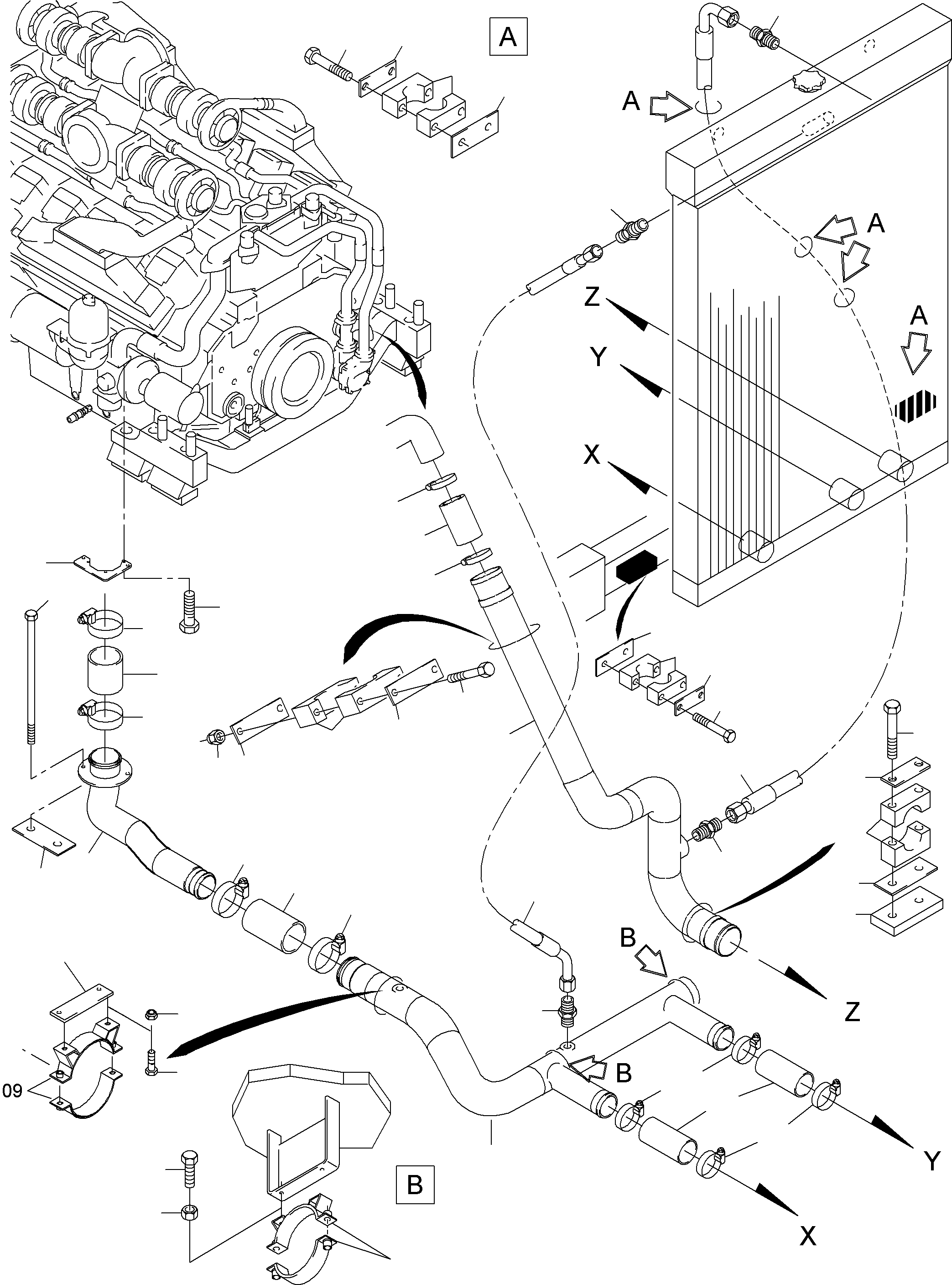 Cooling water hose 932 709 40 KOMATSU