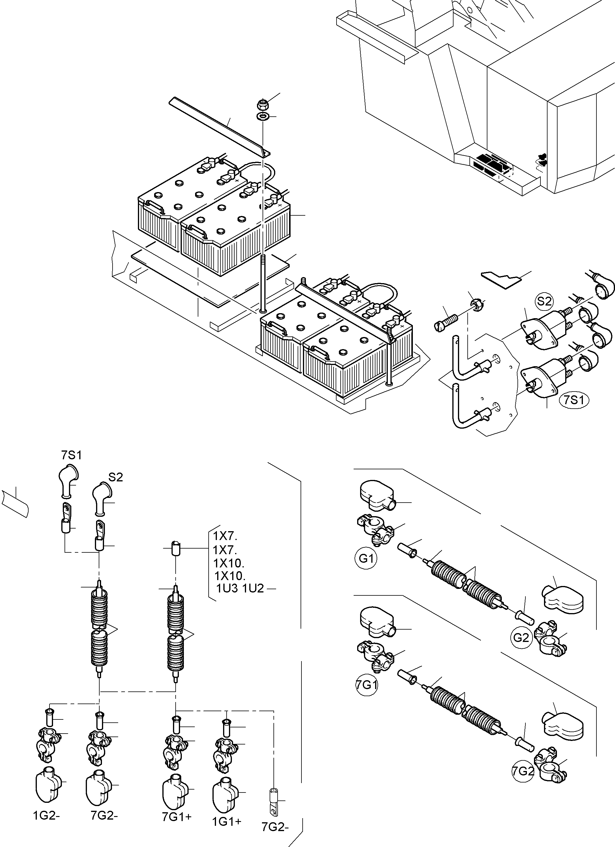 Harness battery G1-G2 939 009 40 KOMATSU