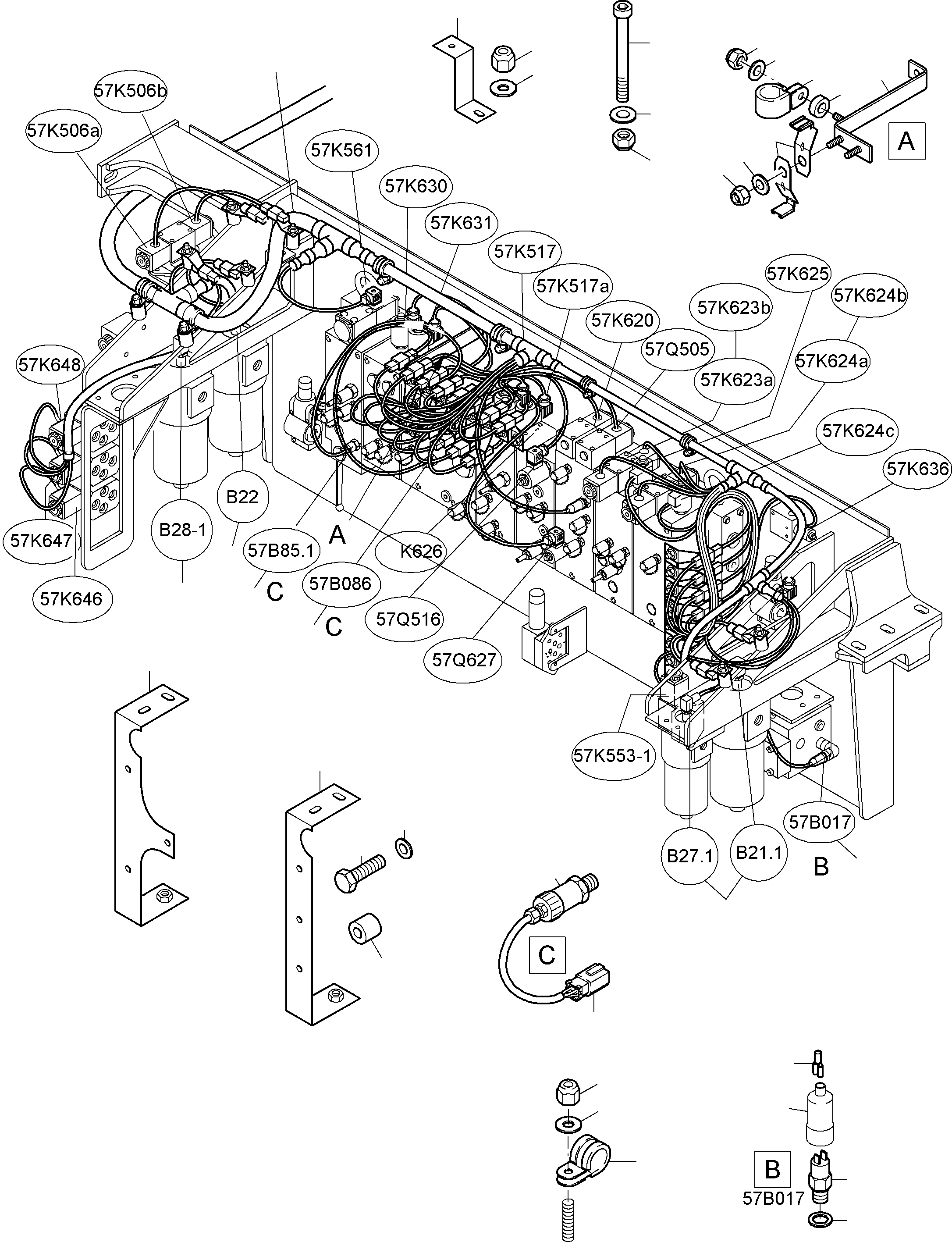 Harness - control- and filter plate 953 000 40 KOMATSU