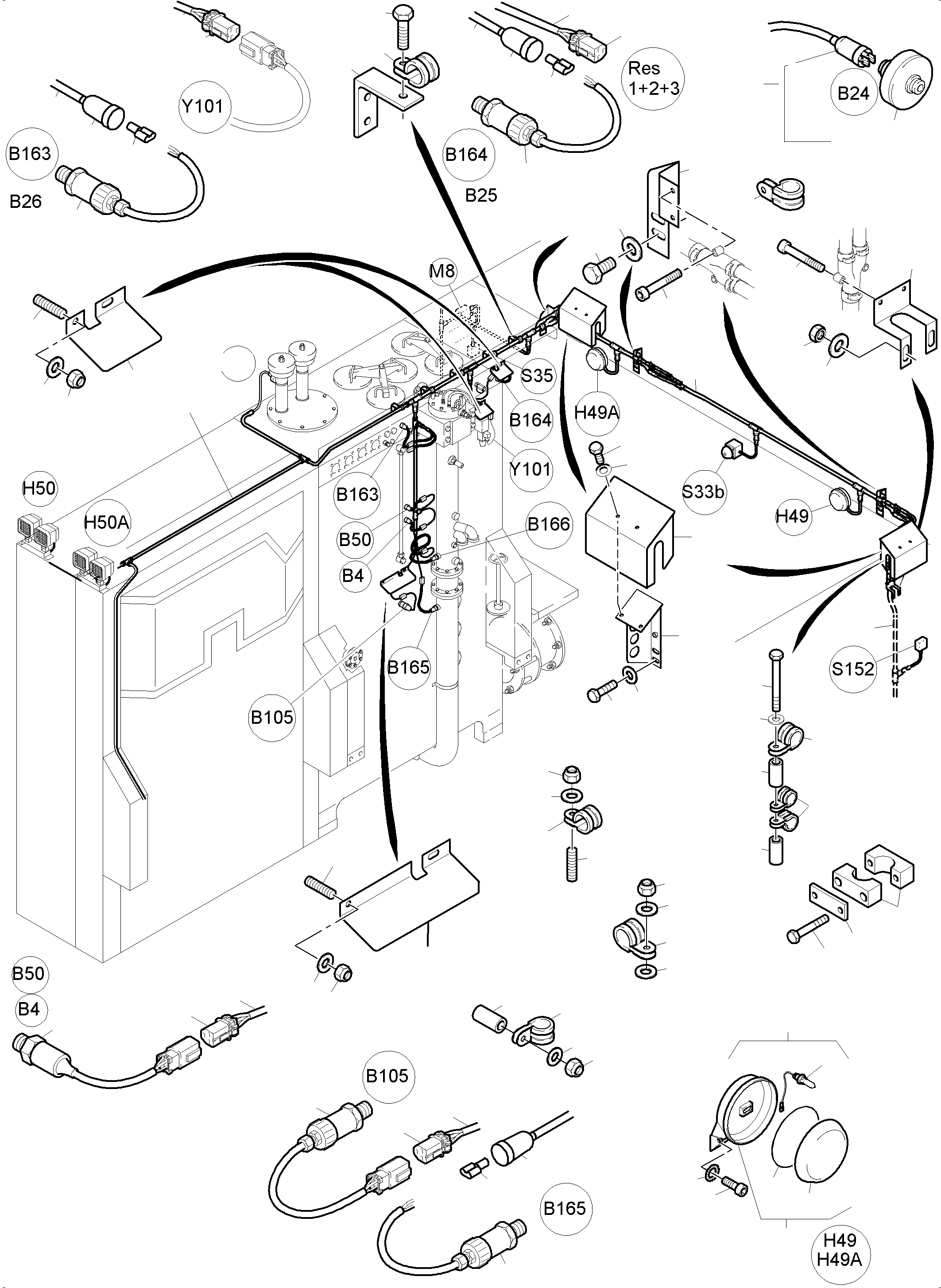 Harness - hydraulic tank 966 650 40 KOMATSU