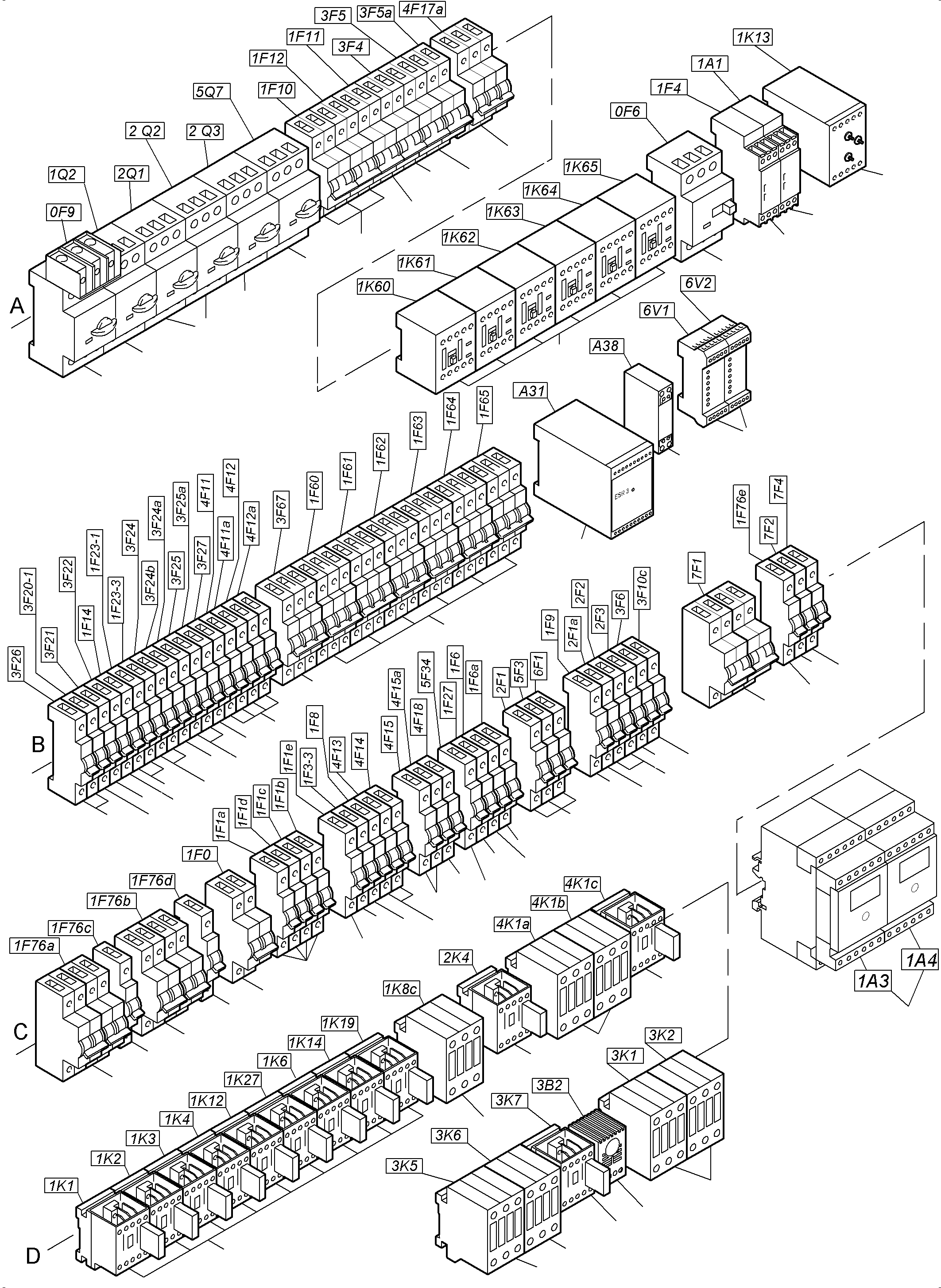 Power switch 100-125A 3-pol. 799 273 73 KOMATSU