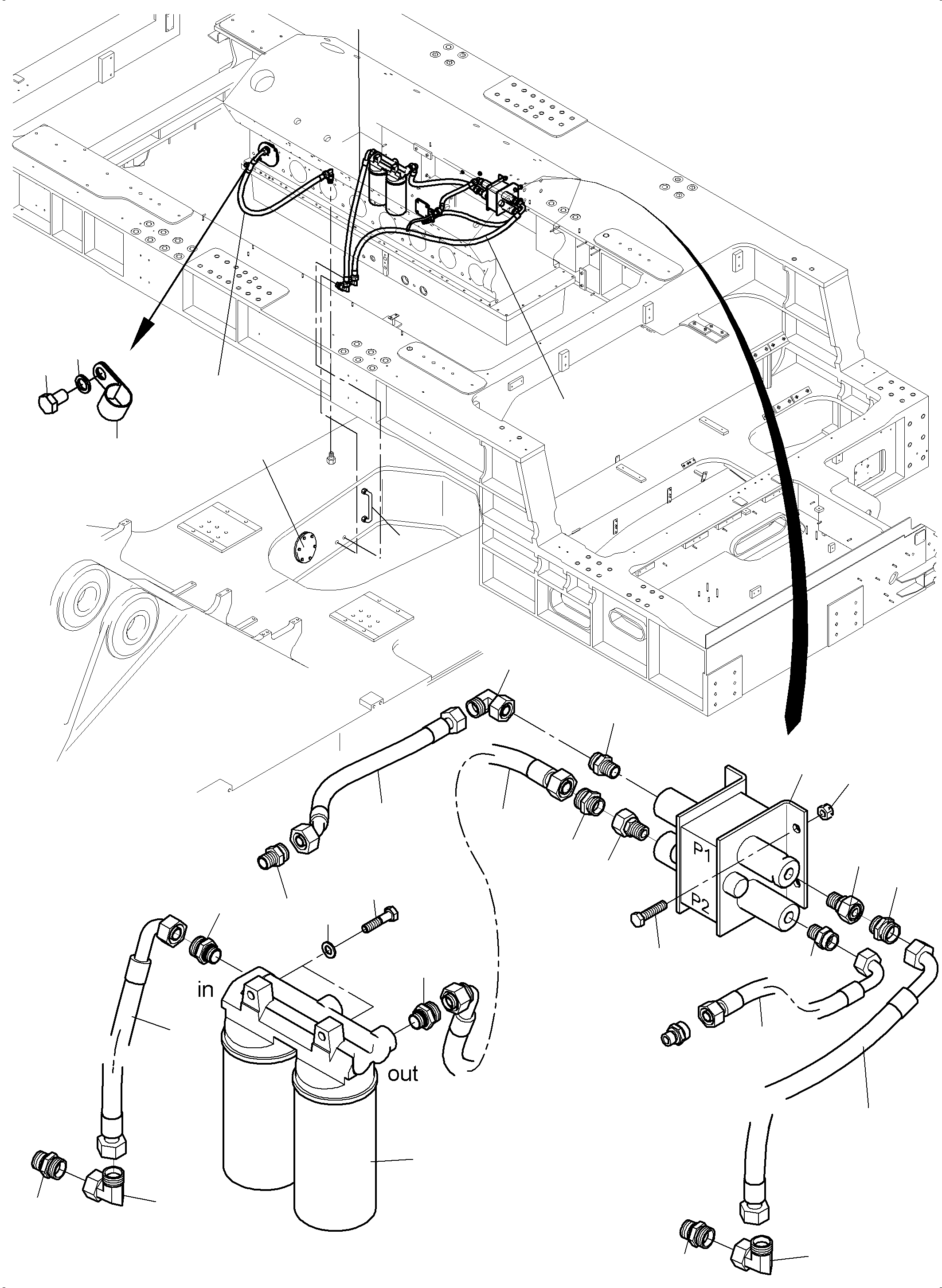 Hose assy. DN 16x530 520 008 98 KOMATSU