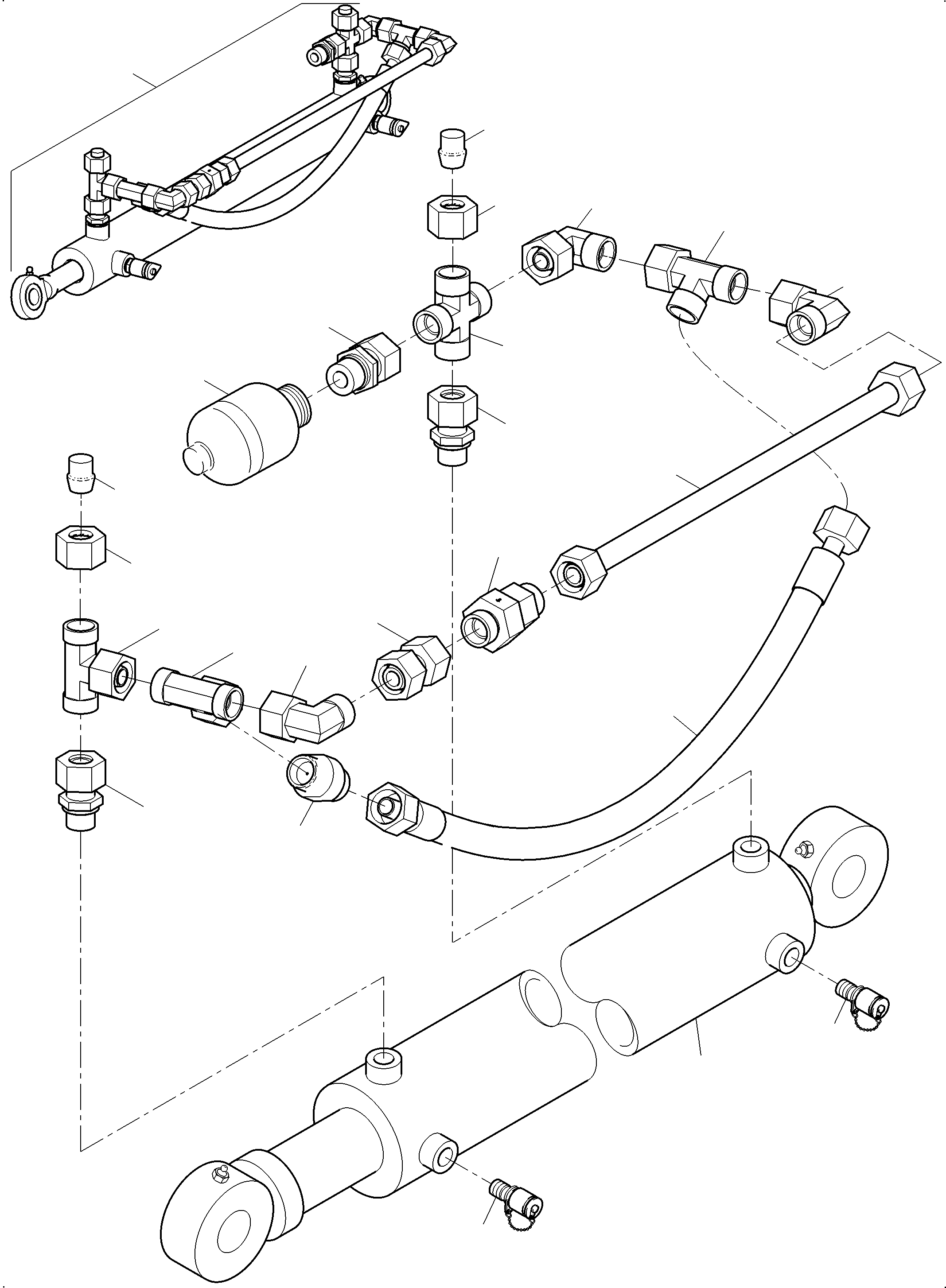 Hose assy. DN 12x580 520 485 98 KOMATSU