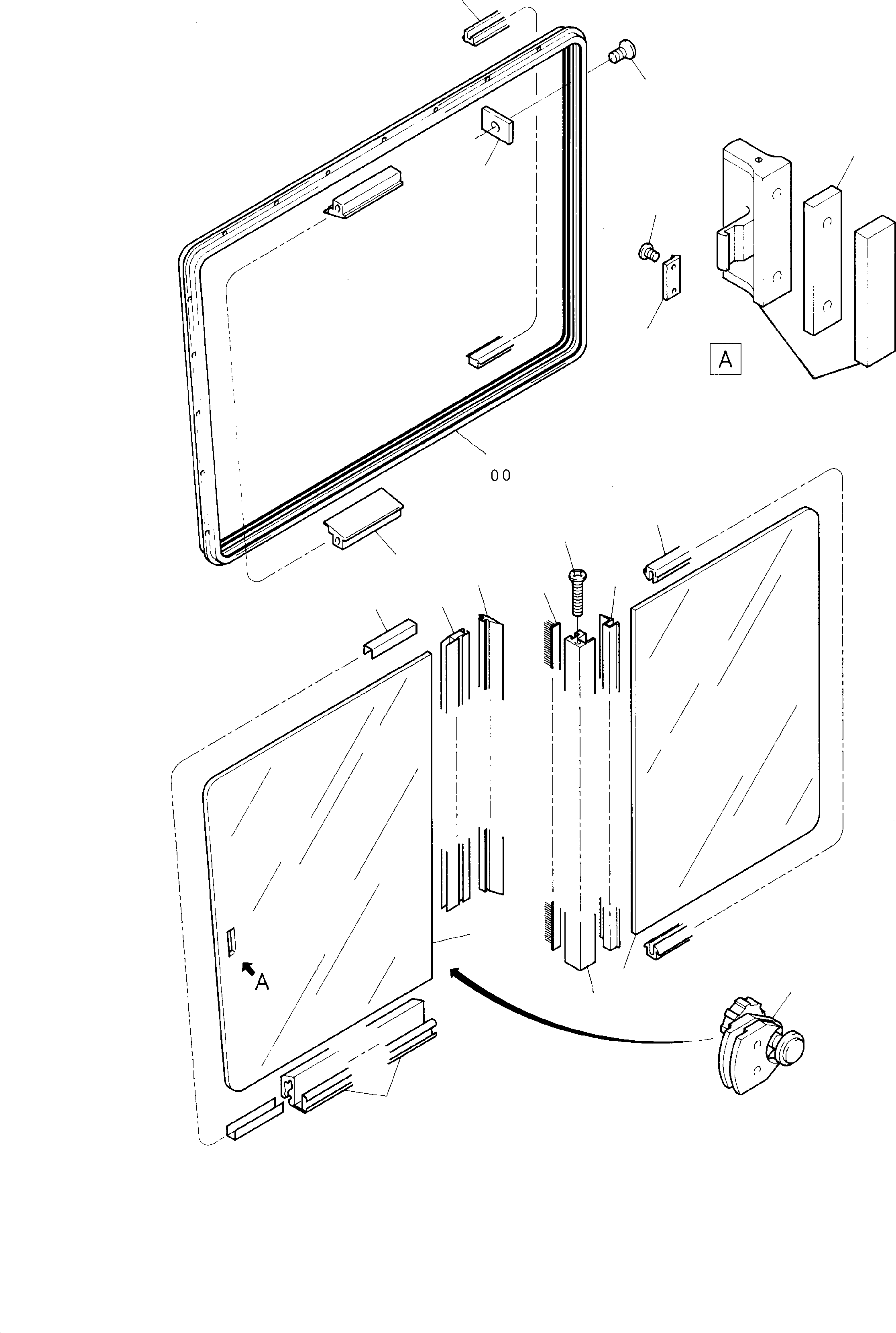 Sliding window assy, r.h. 358 624 40 KOMATSU