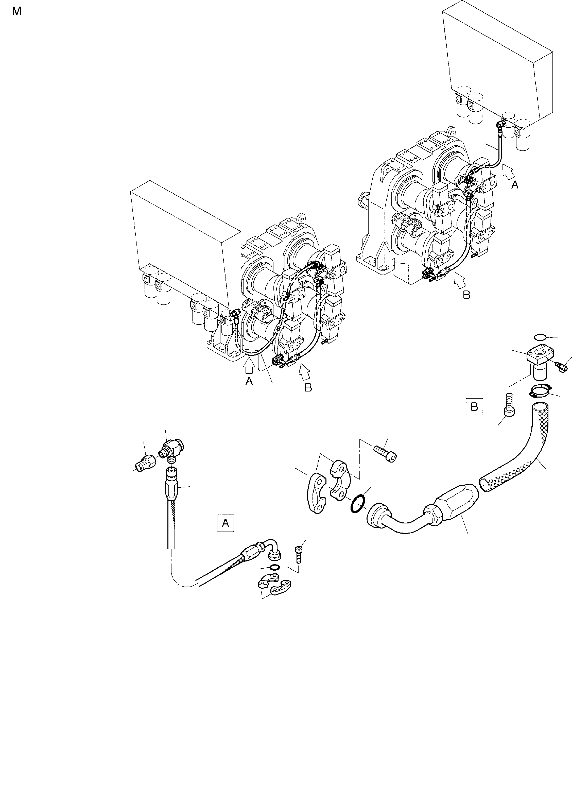 Hose assy. DN 25x520 lg. 513 236 98 KOMATSU