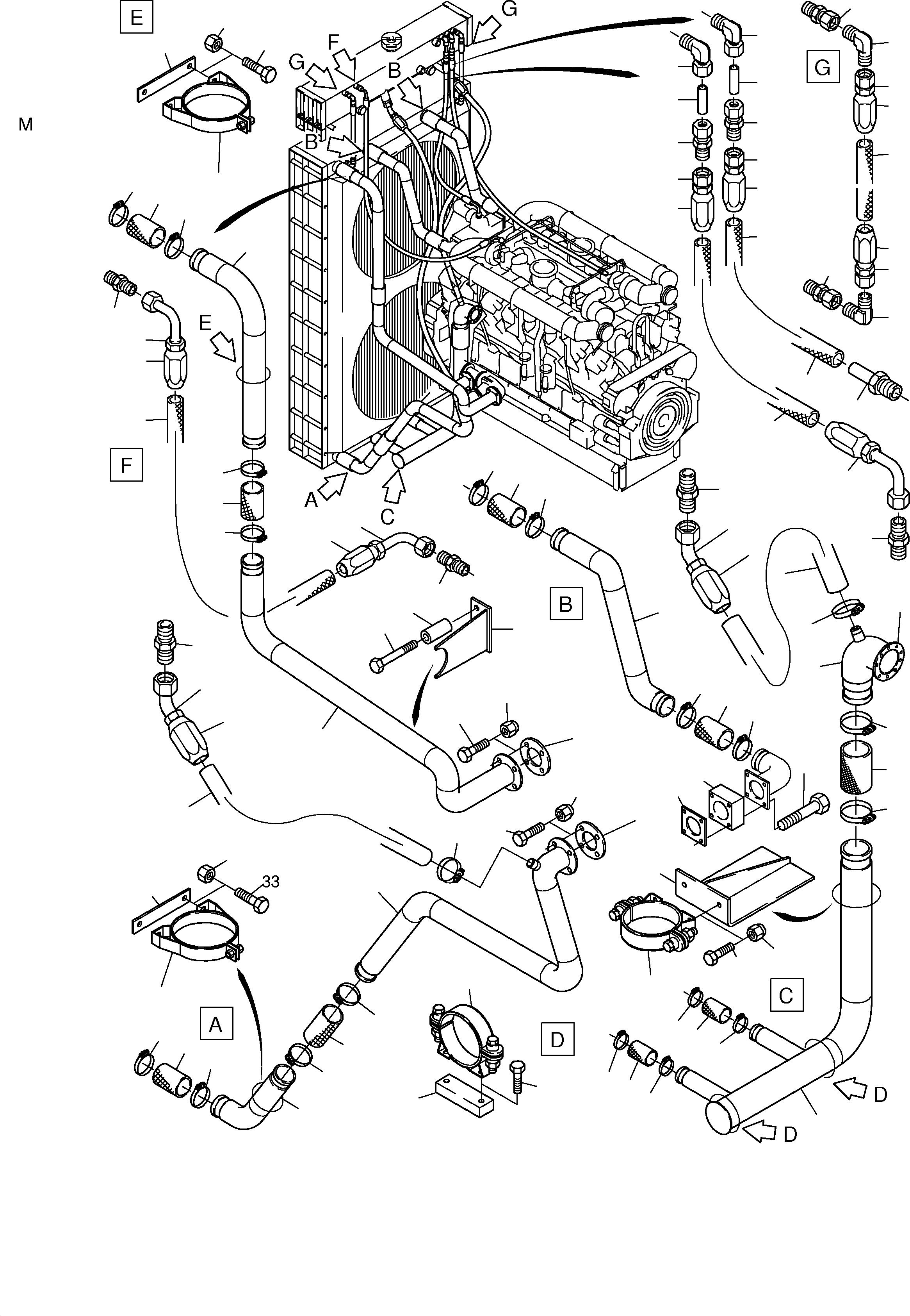 Water pipe, lower 898 784 40 KOMATSU