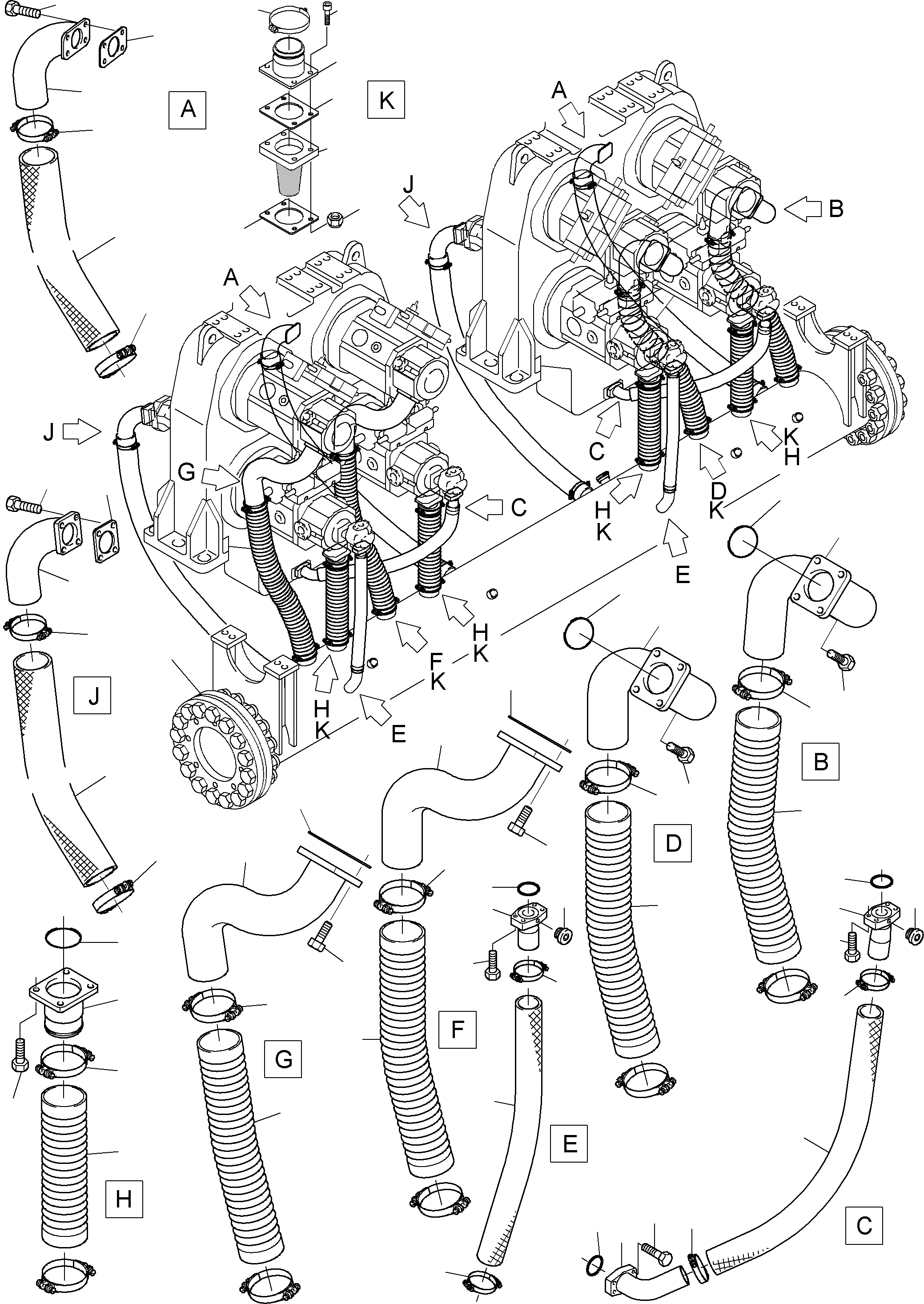 Suction line 903 565 40 KOMATSU