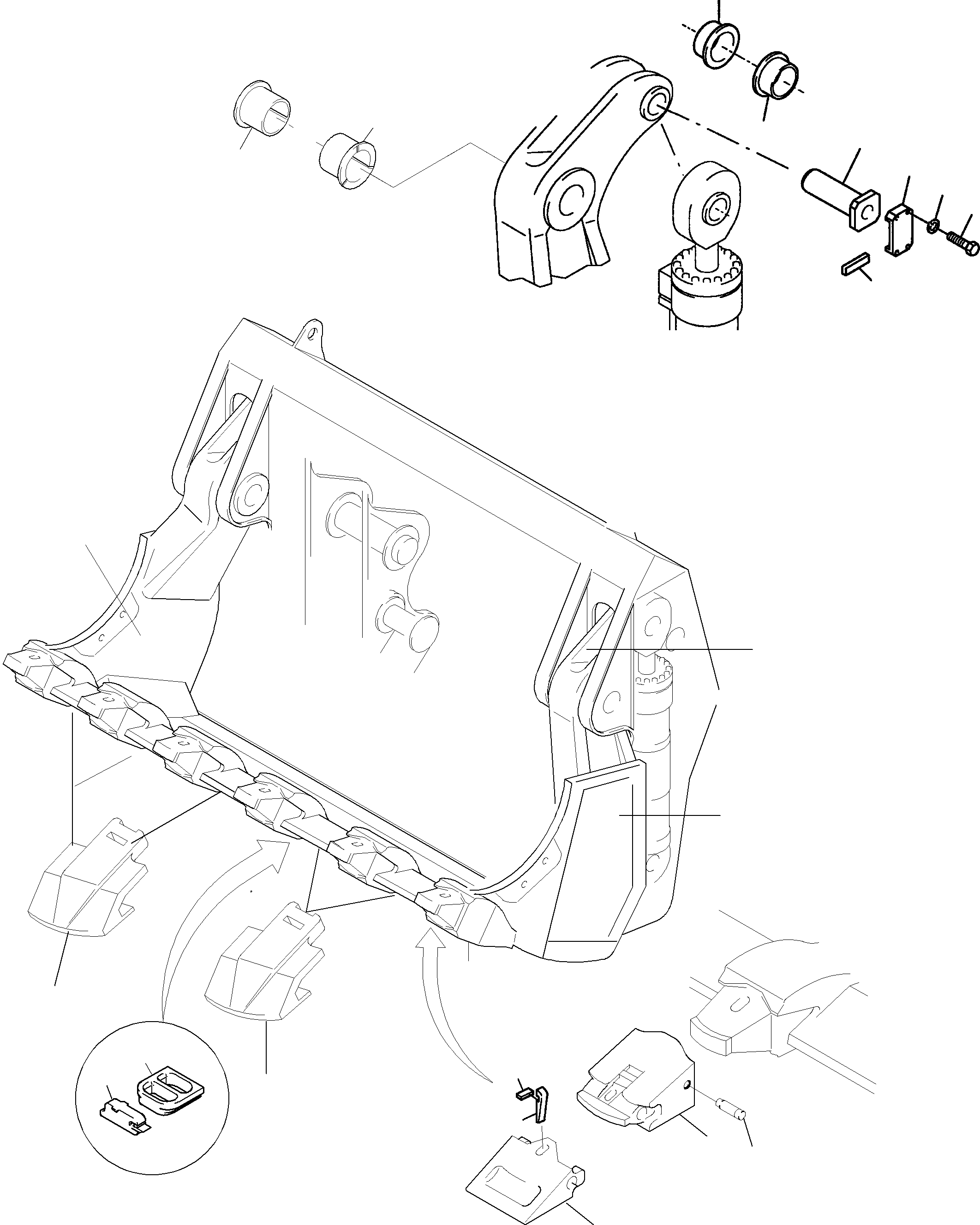 Bucket clam assy. and lubrication without lip 923 050 40 KOMATSU