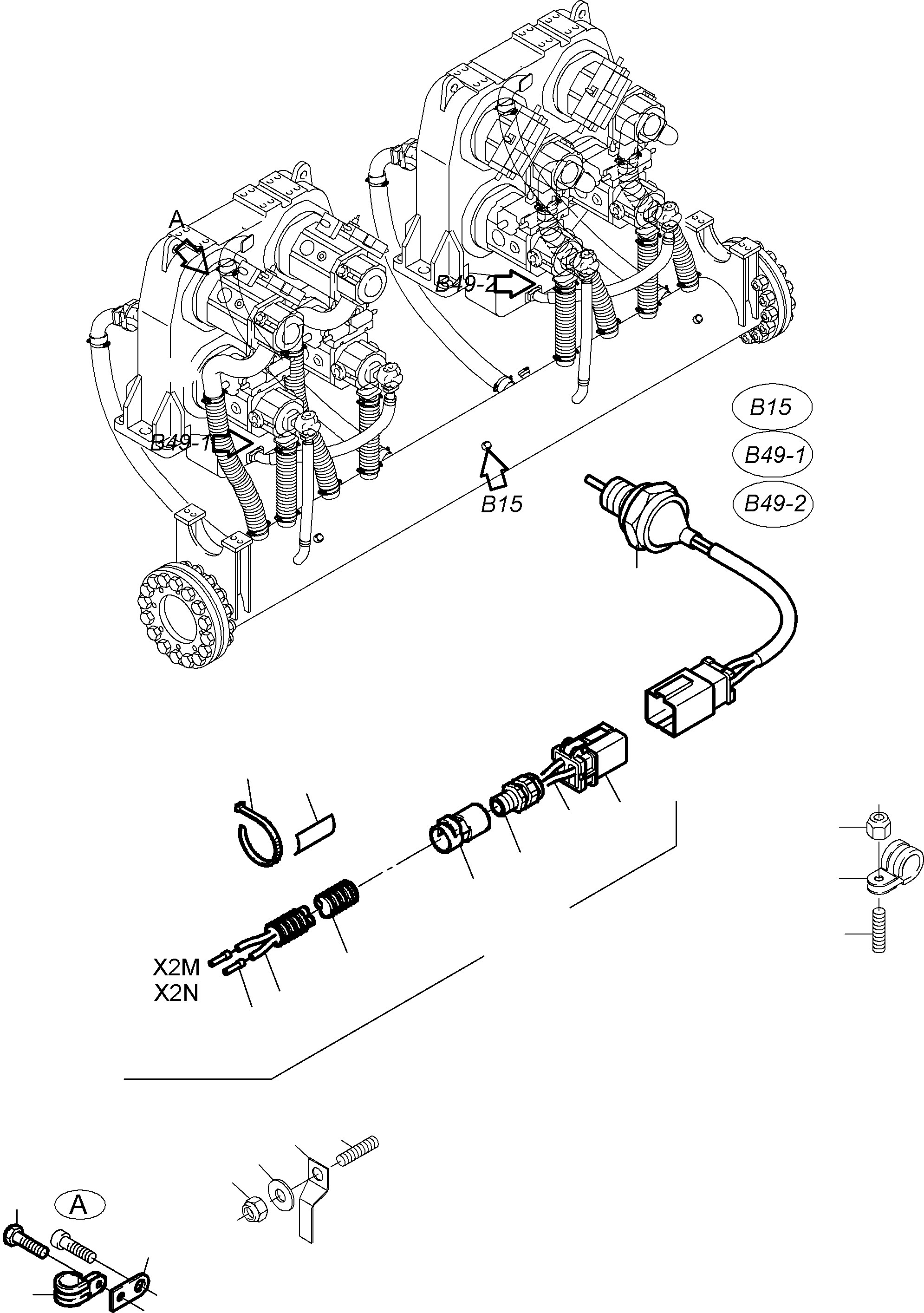 Жгут проводов - oil temperature pump distributor gear 1 front 944 064 40 KOMATSU