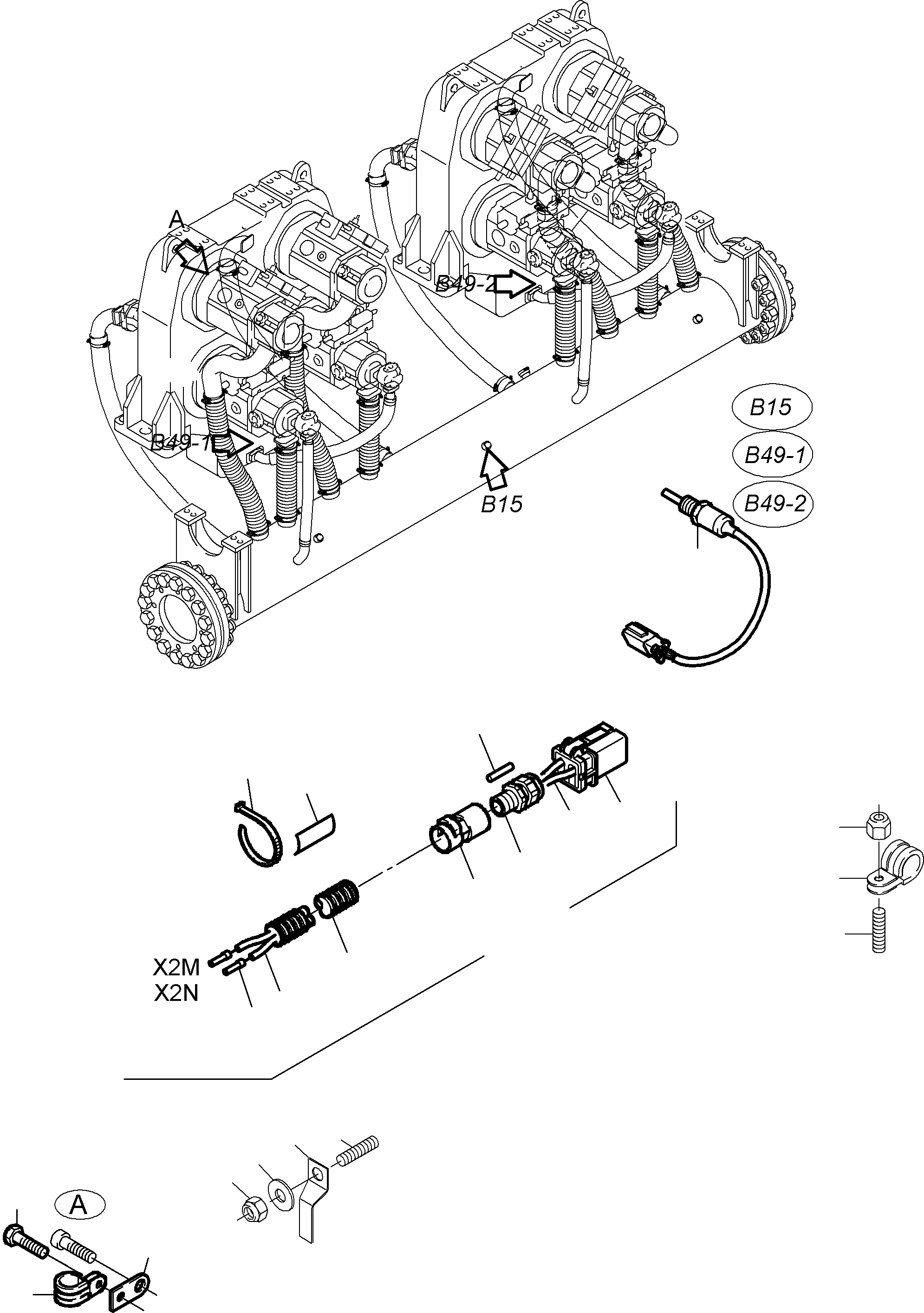 Жгут проводов - oil temperature pump distributor gear 1 front 939 343 40 KOMATSU