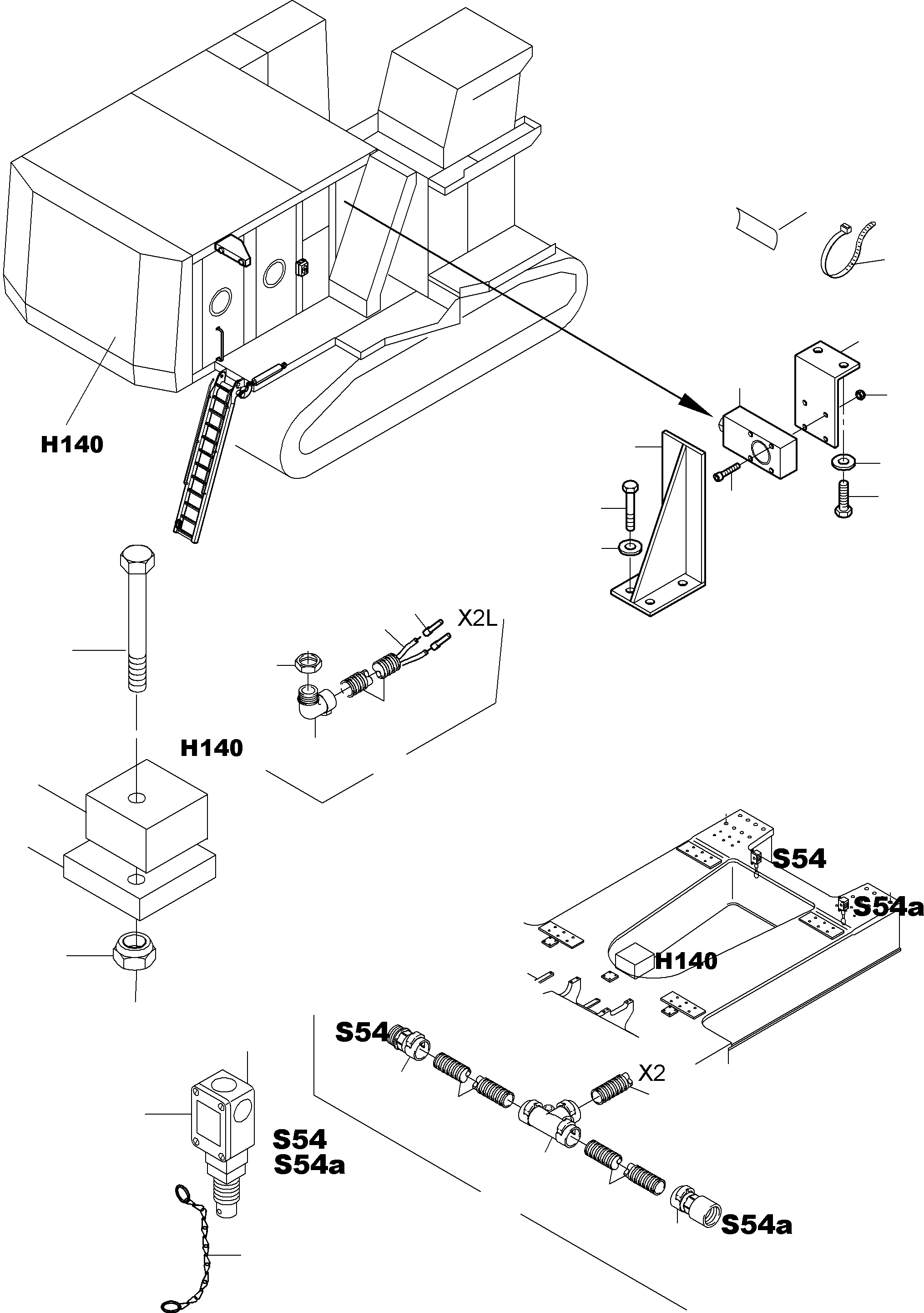 Harness - motor switch off from floor 910 793 40 KOMATSU