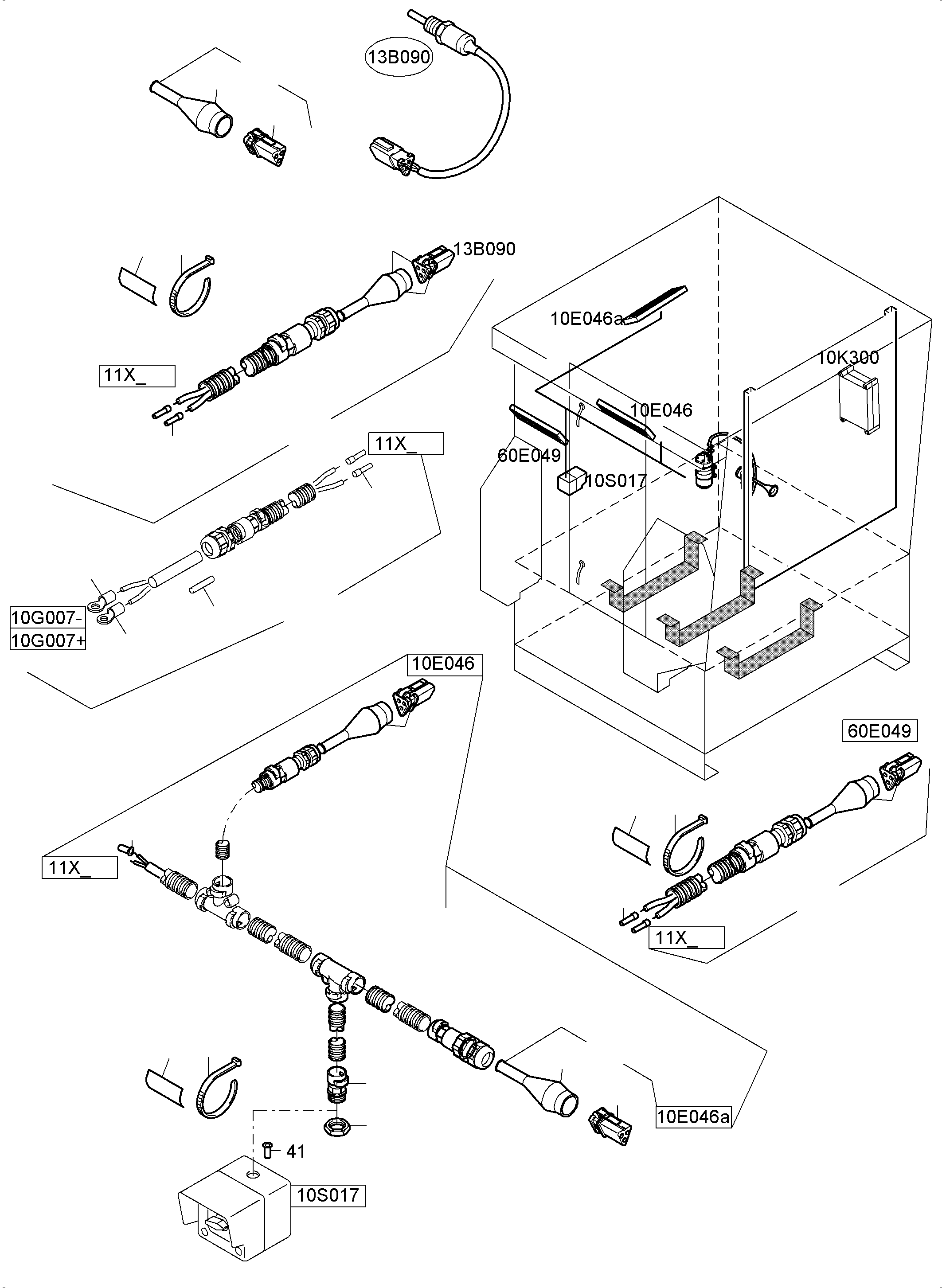 Harness - lighting equipment - pedestal 11X_10-10E46/10E46a/10S017 797 955 73 KOMATSU