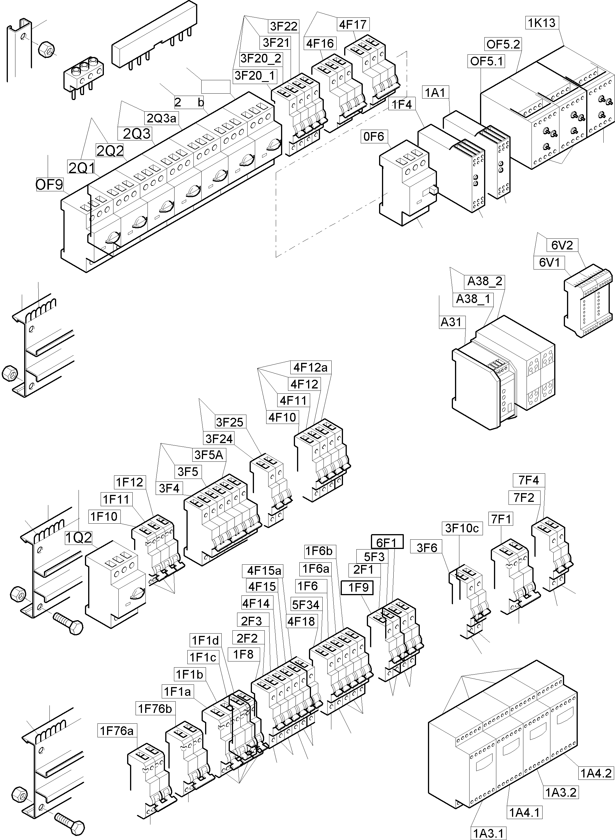 Motor protection relay with mounting frame OF4 798 206 73 KOMATSU