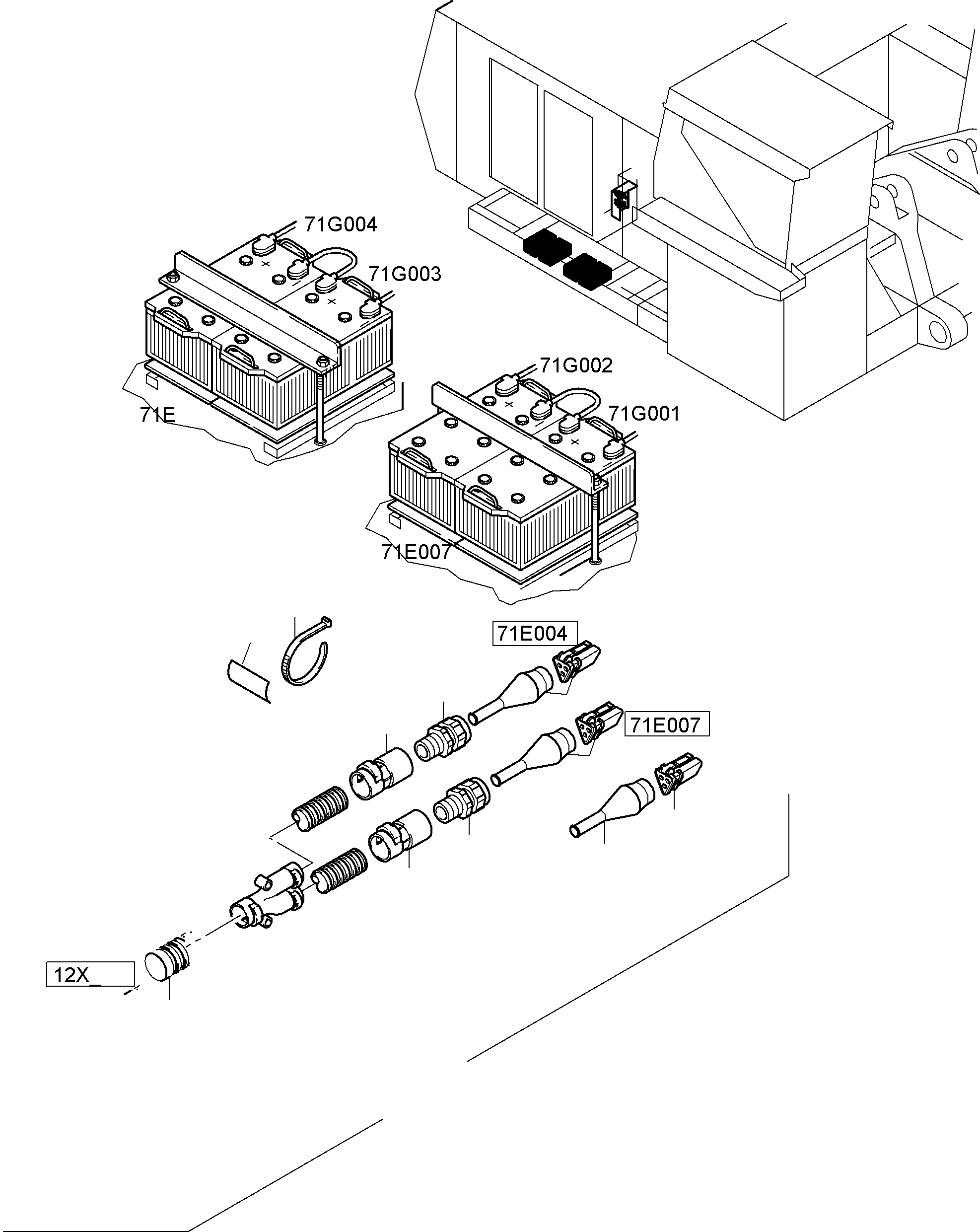 Harness batteries 970 204 40 KOMATSU