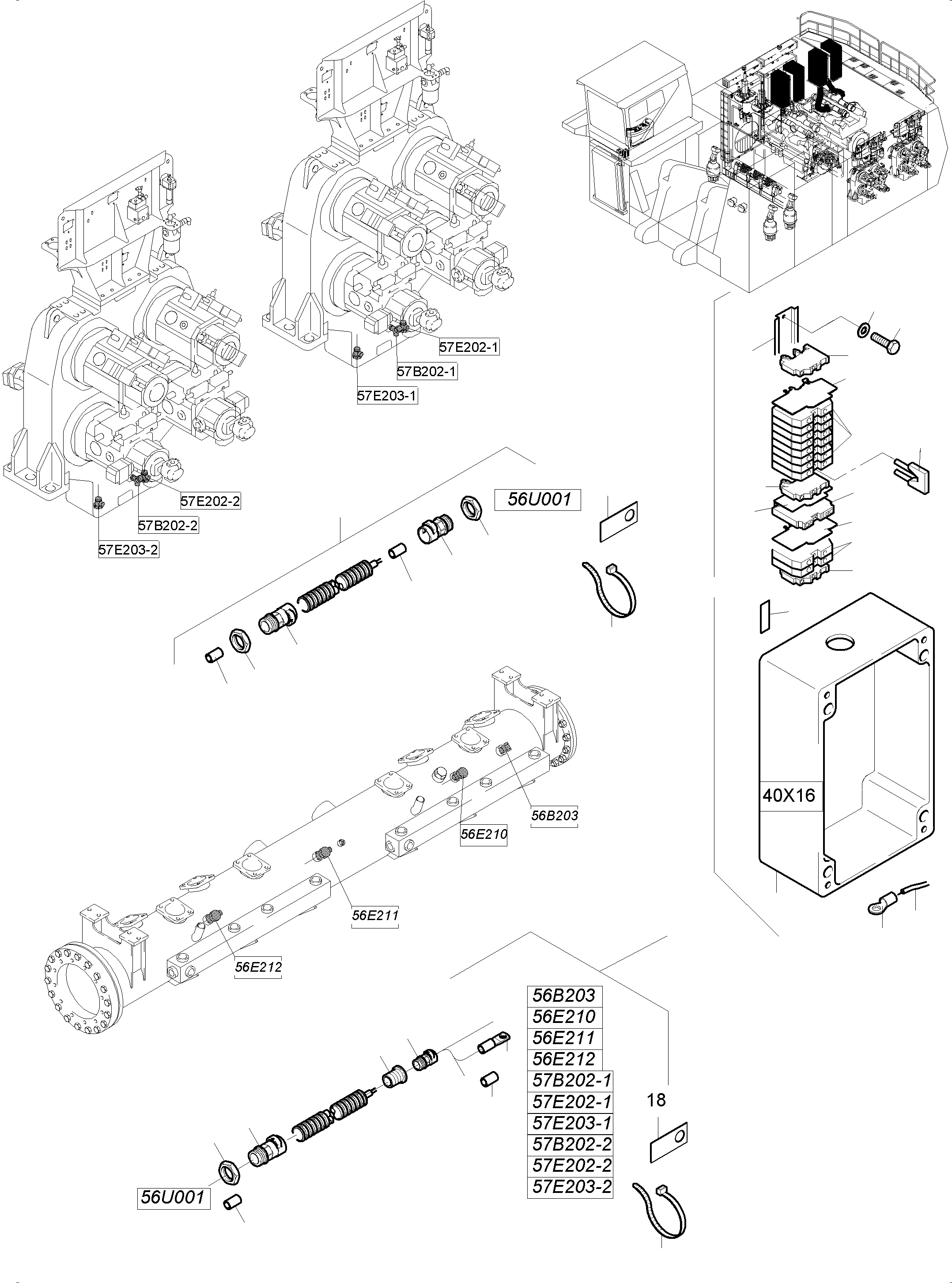 Harness 56U001-57B202-2 974 185 40 KOMATSU