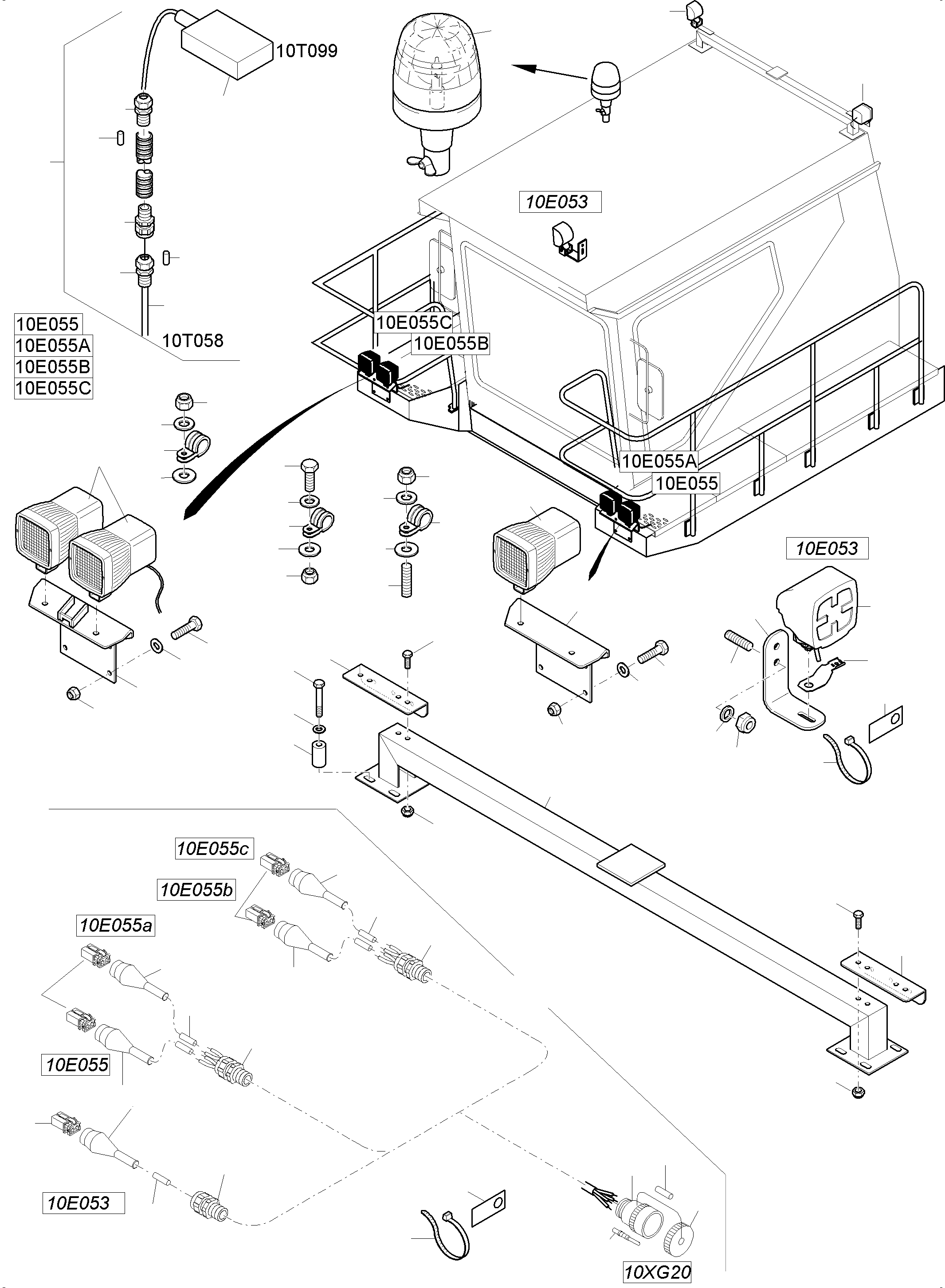 Жгут проводов - lighting equipment-cap support 10XG20 993 695 40 KOMATSU