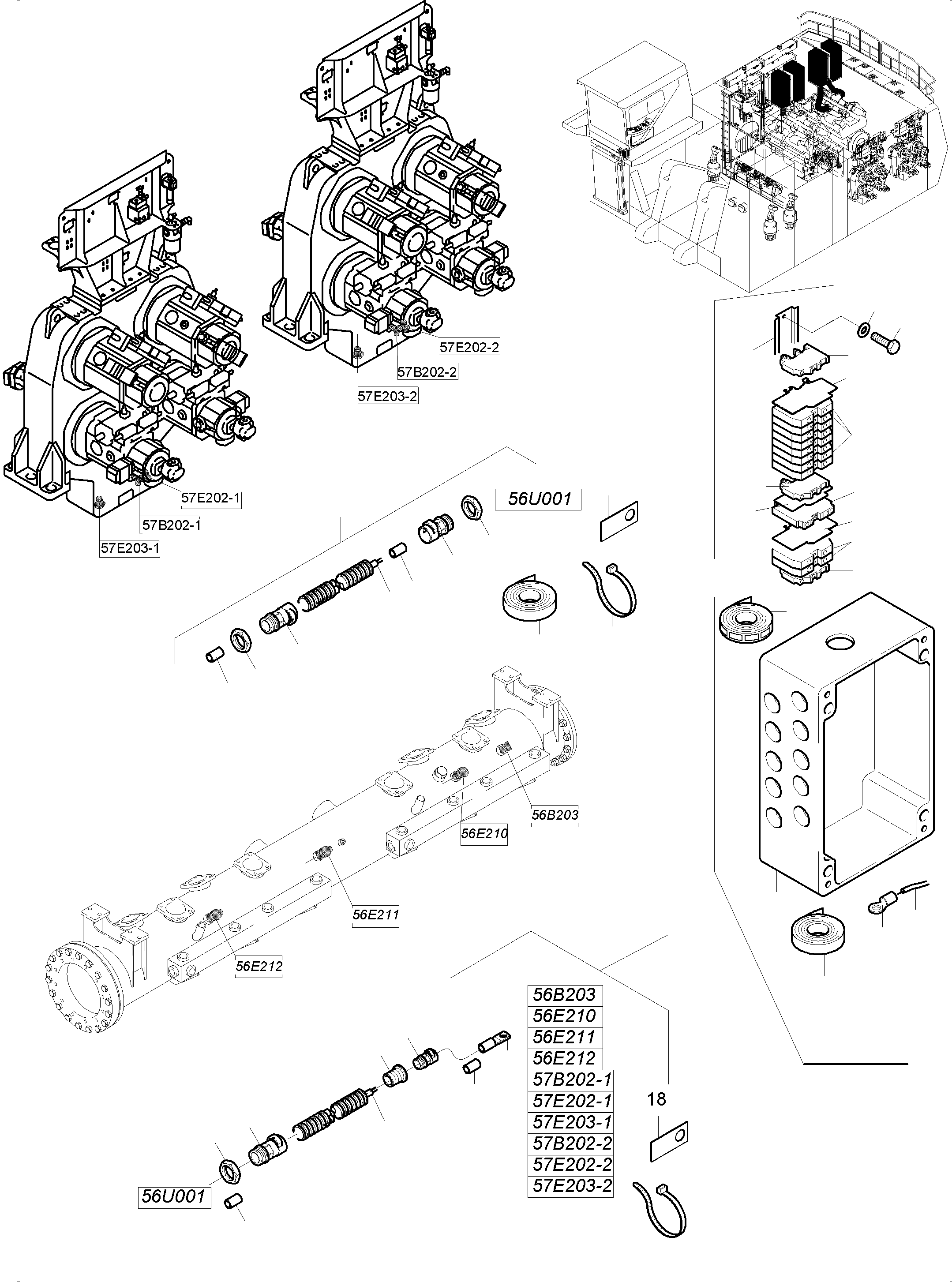 Switch box assy. 56U001 993 557 40 KOMATSU