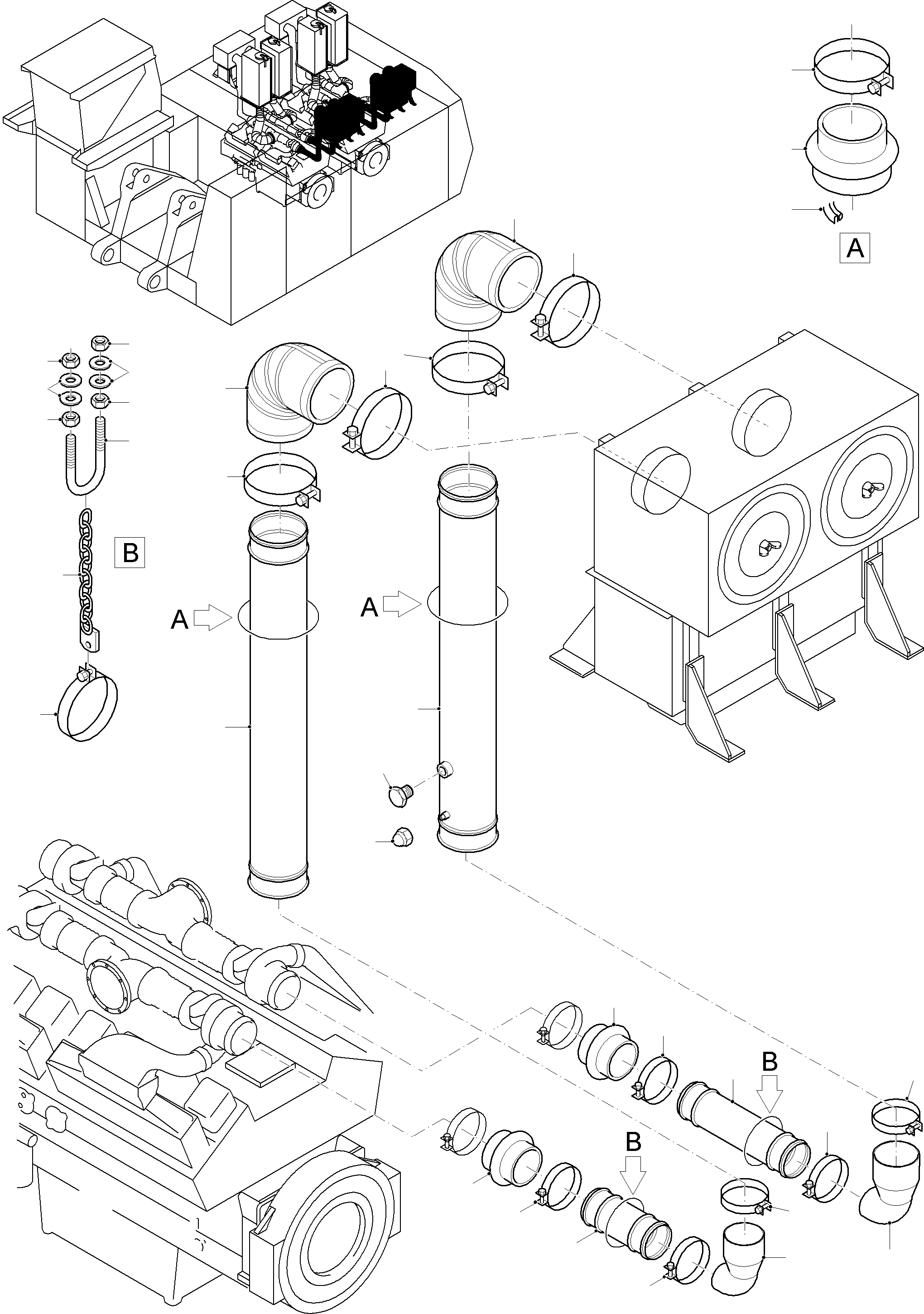 Air suction pipe 100 421 42 KOMATSU