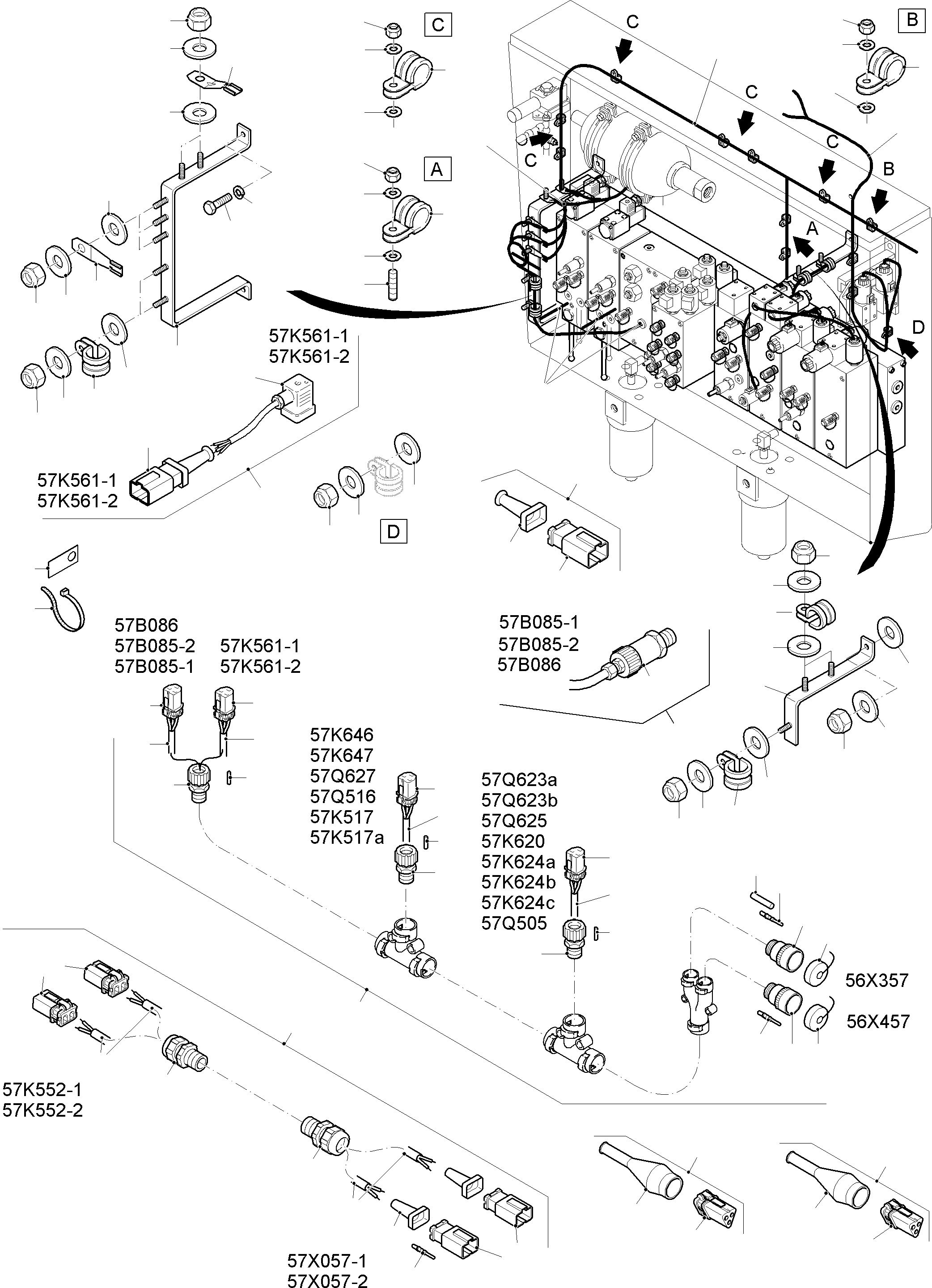 Harness 57X057 - 57K552 998 676 40 KOMATSU