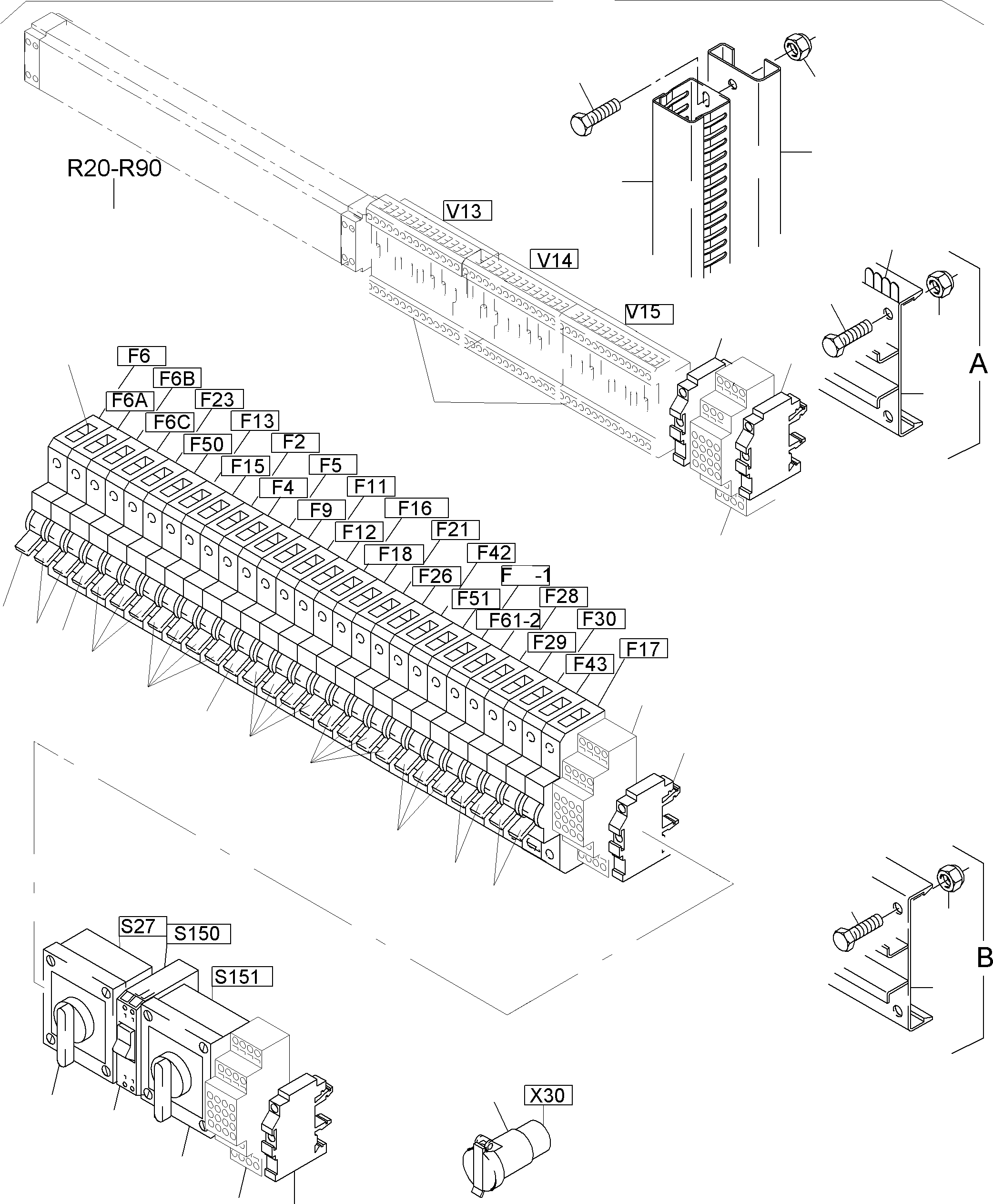 Switch framing with electr. parts 903 345 40 KOMATSU